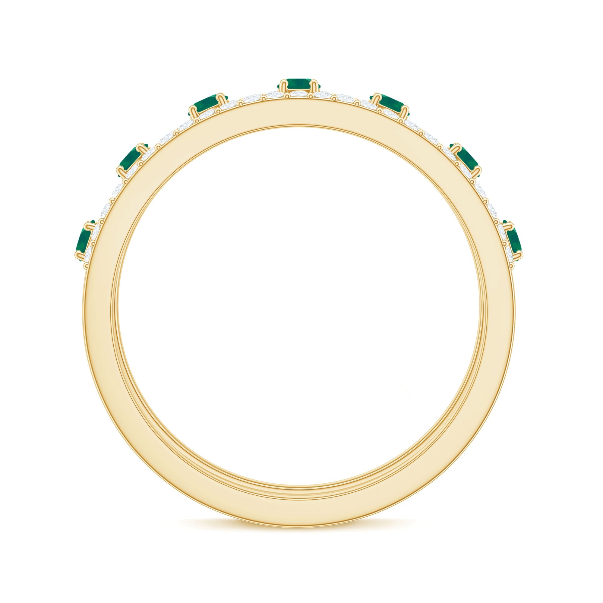 Designer Emerald Diamond Wedding Band Ring with Certificate