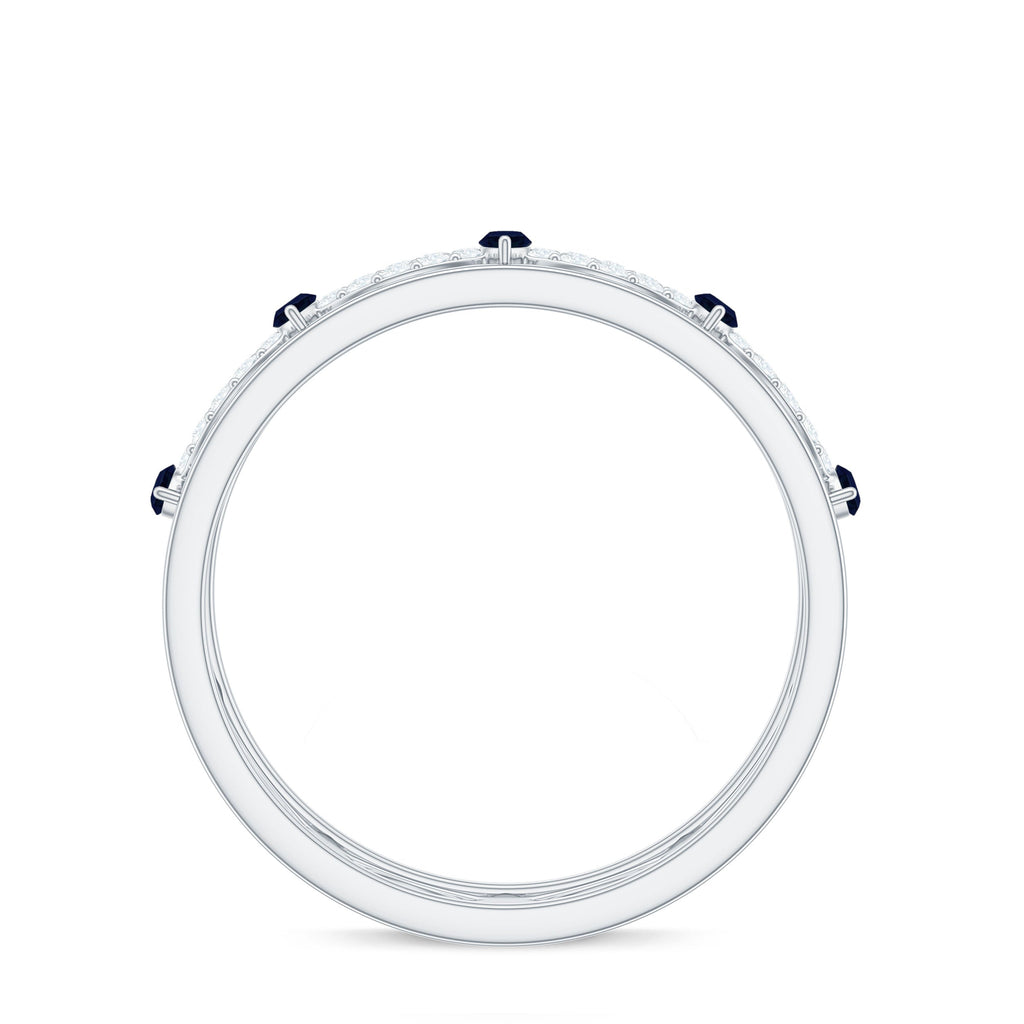 Natural Blue Sapphire Infinity Wedding Band with Diamond