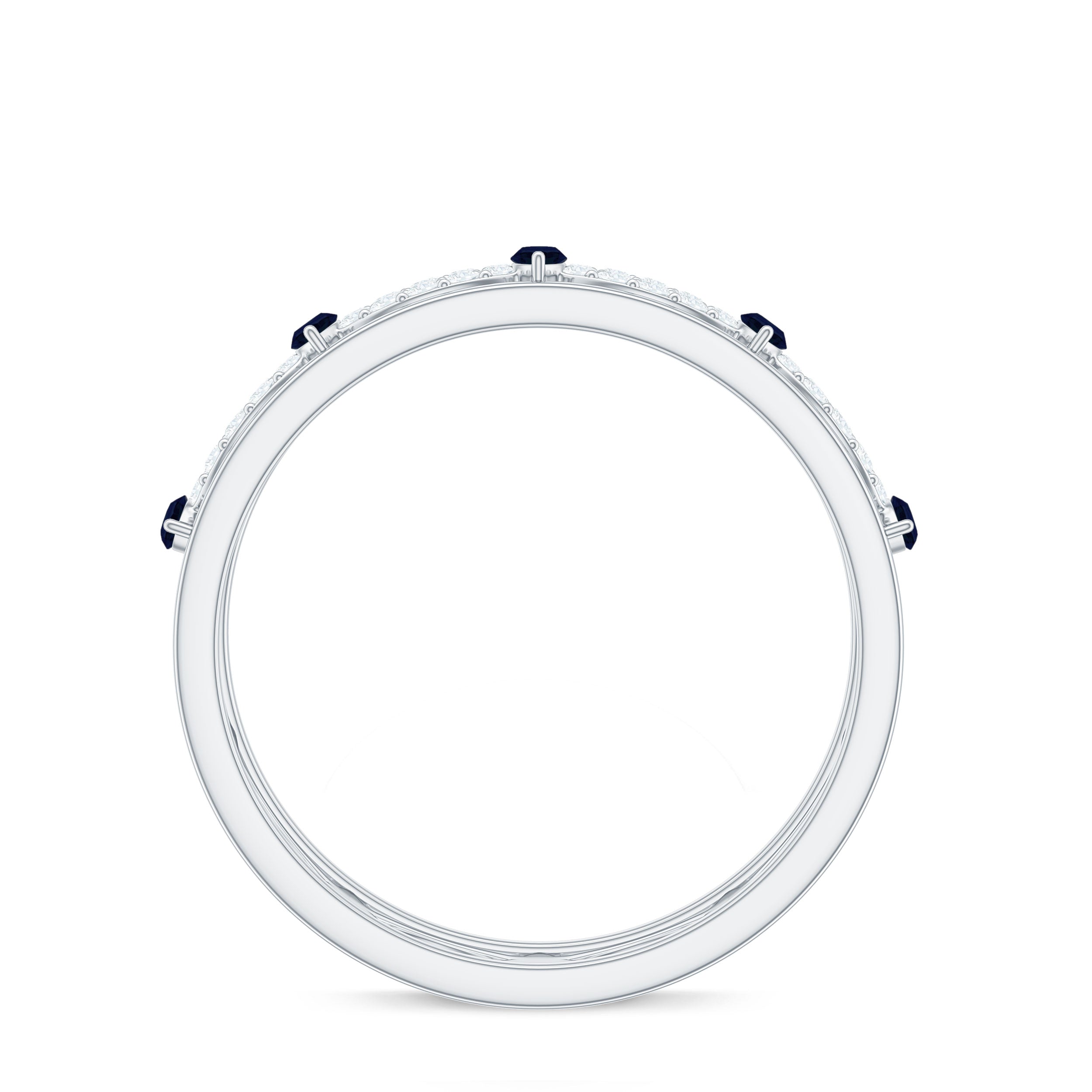 Natural Blue Sapphire Infinity Wedding Band with Diamond