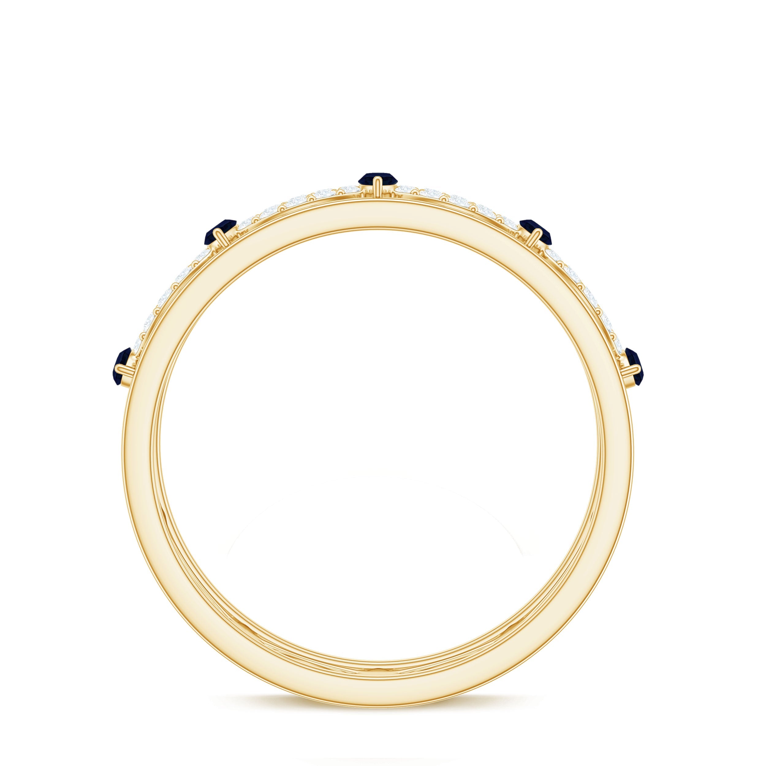 Natural Blue Sapphire Infinity Wedding Band with Diamond