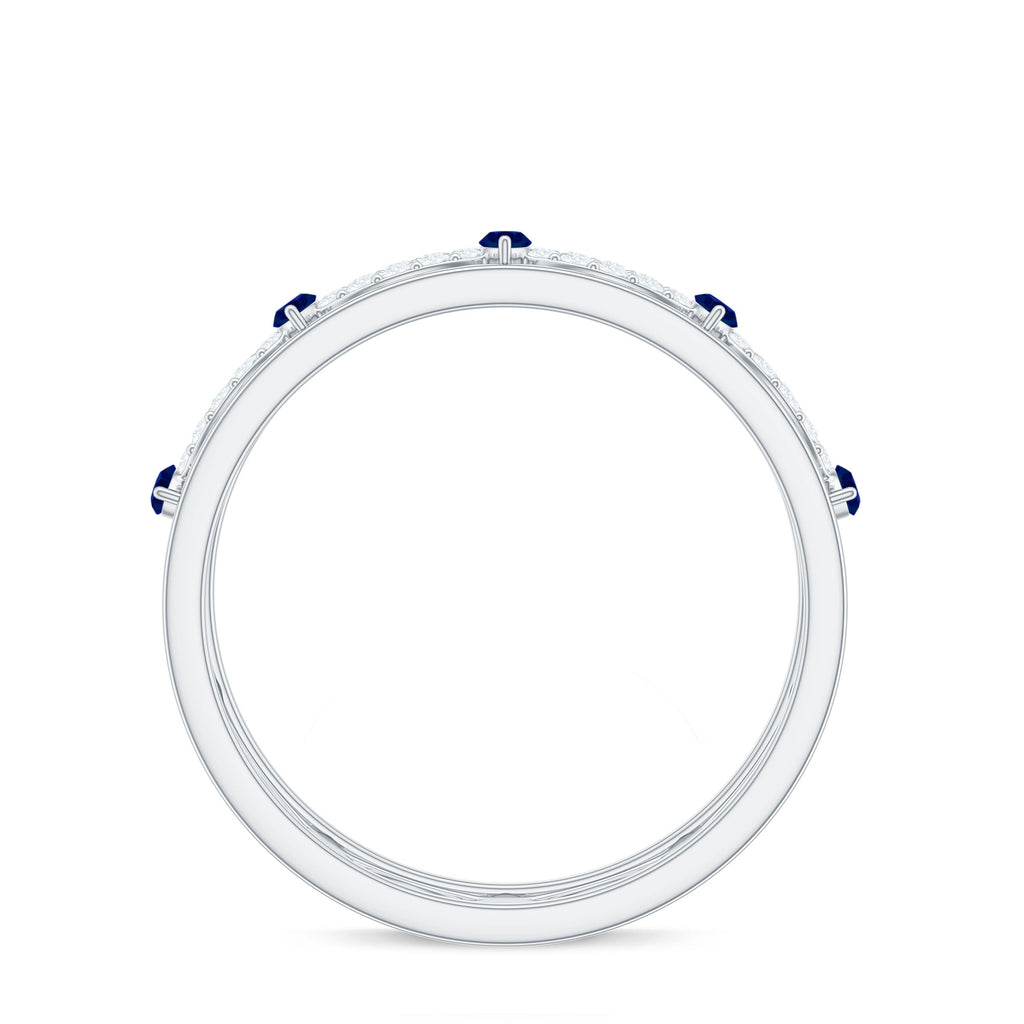 Certified Lab Grown Blue Sapphire Infinity Band Ring with Diamond