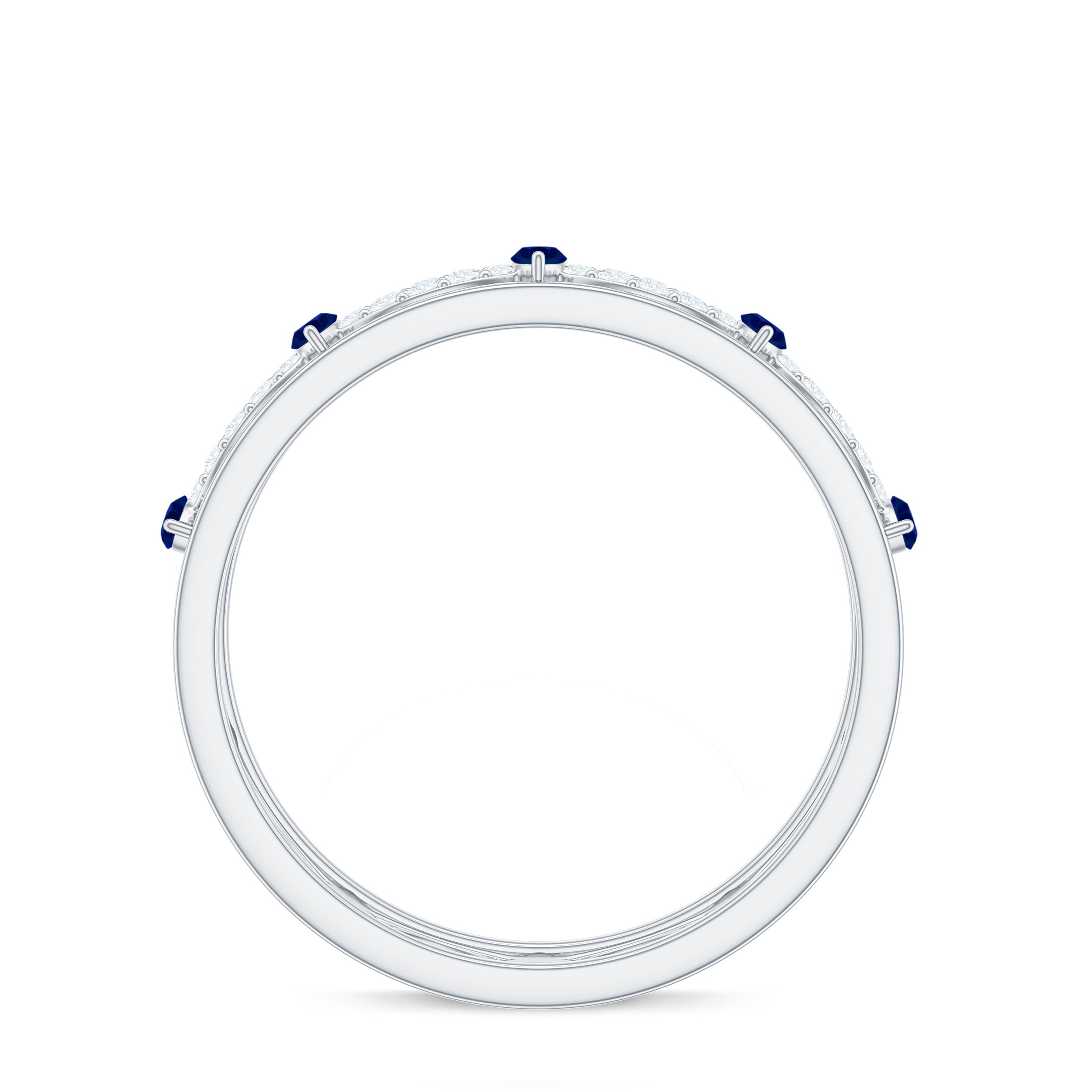 Certified Lab Grown Blue Sapphire Infinity Band Ring with Diamond