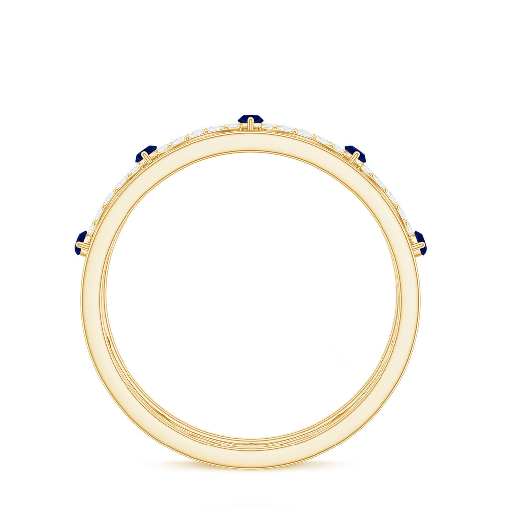 Certified Lab Grown Blue Sapphire Infinity Band Ring with Diamond