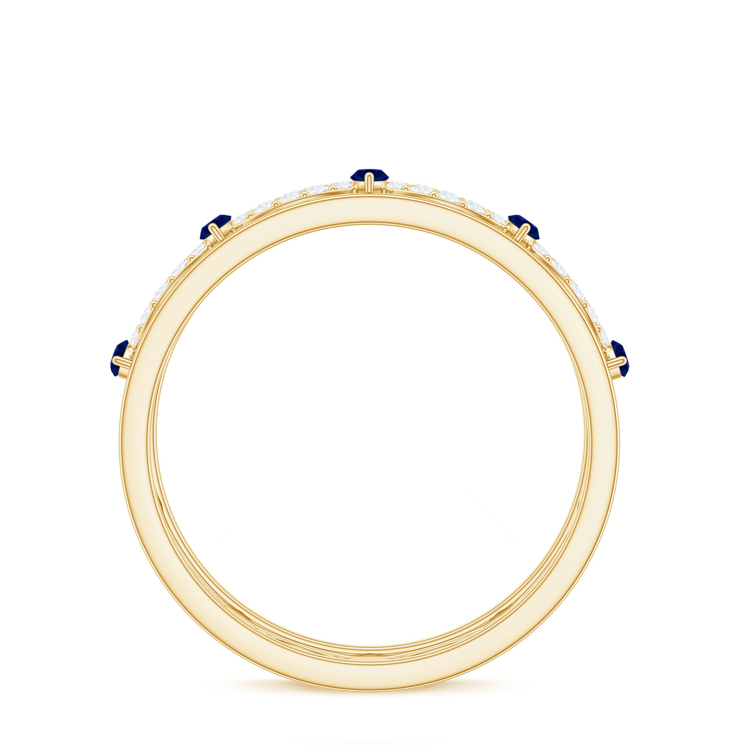 Certified Lab Grown Blue Sapphire Infinity Band Ring with Diamond