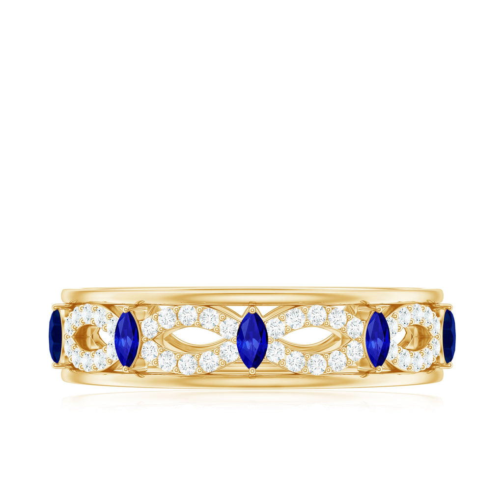 Certified Lab Grown Blue Sapphire Infinity Band Ring with Diamond