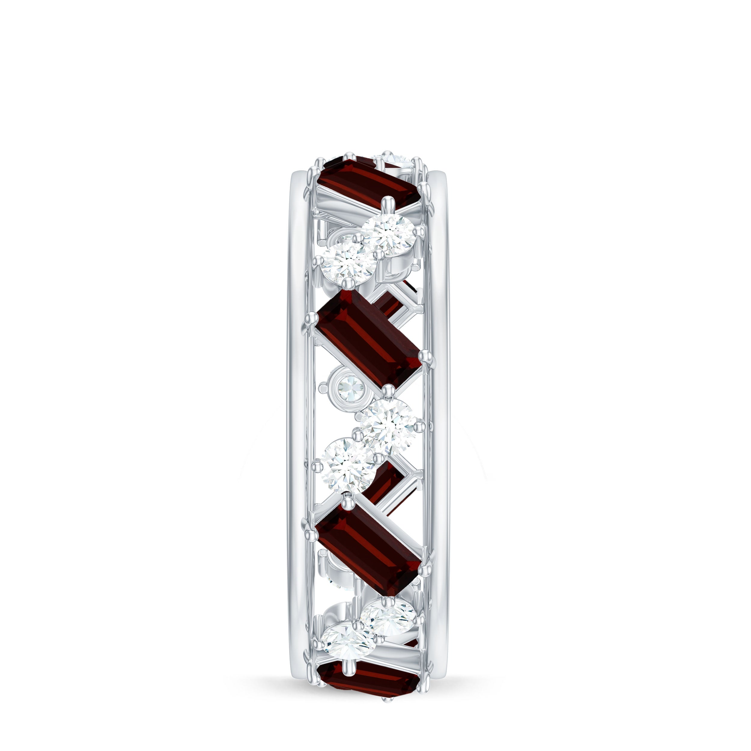 Certified Real Garnet Diamond Wide Eternity Band