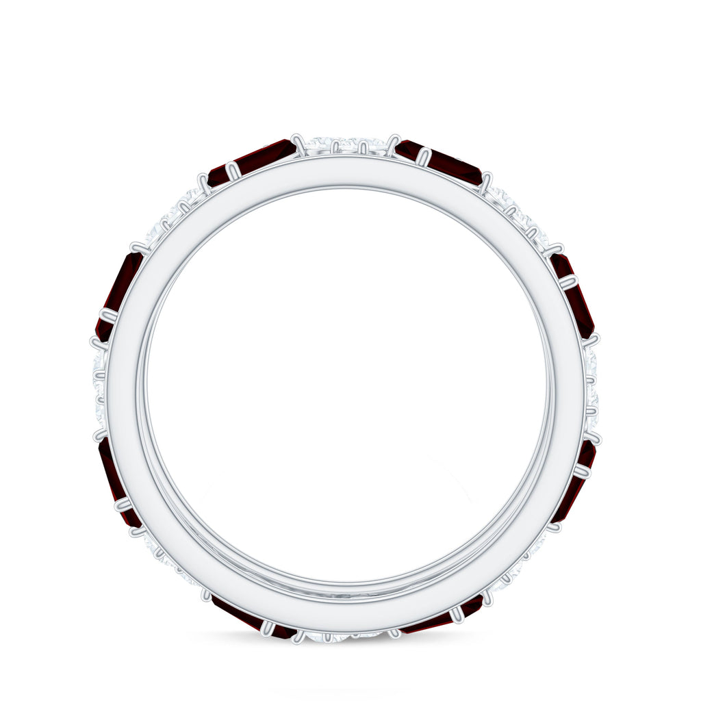 Certified Real Garnet Diamond Wide Eternity Band