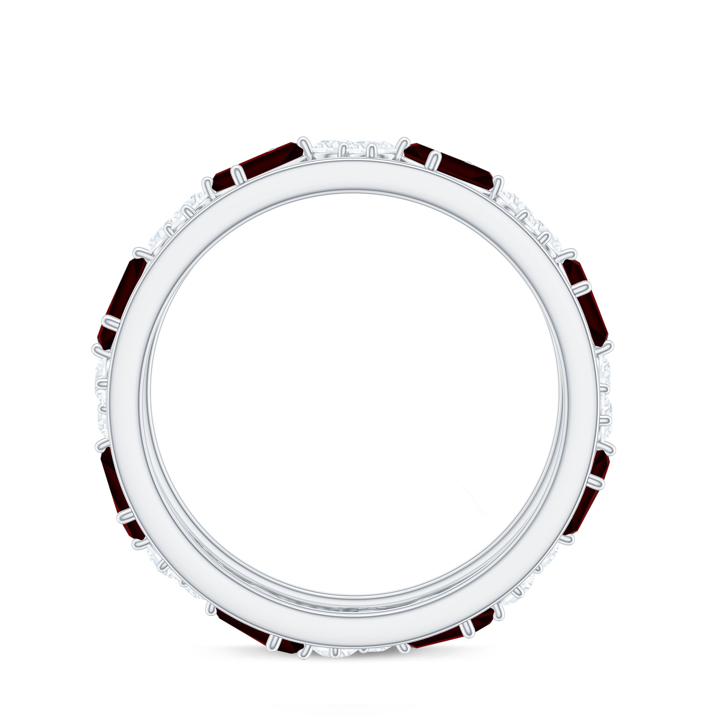 Certified Real Garnet Diamond Wide Eternity Band