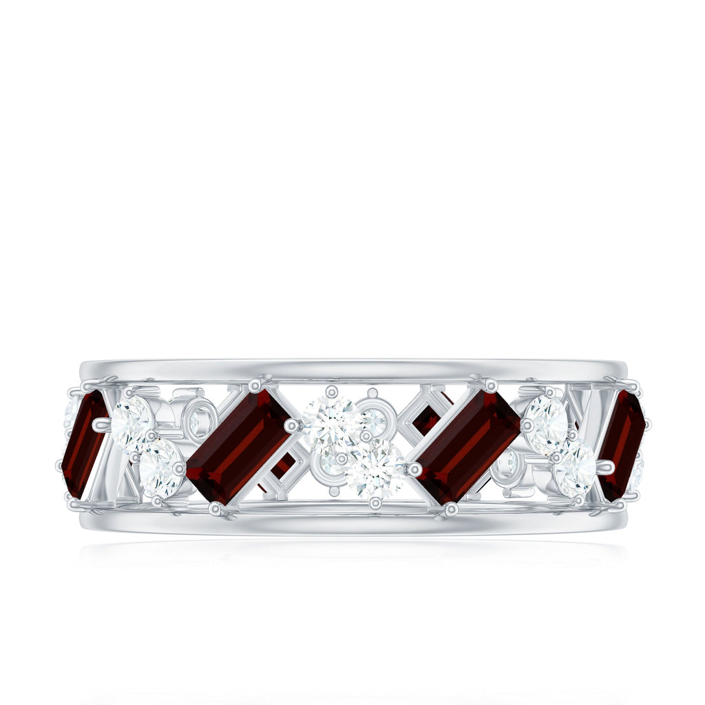 Certified Real Garnet Diamond Wide Eternity Band