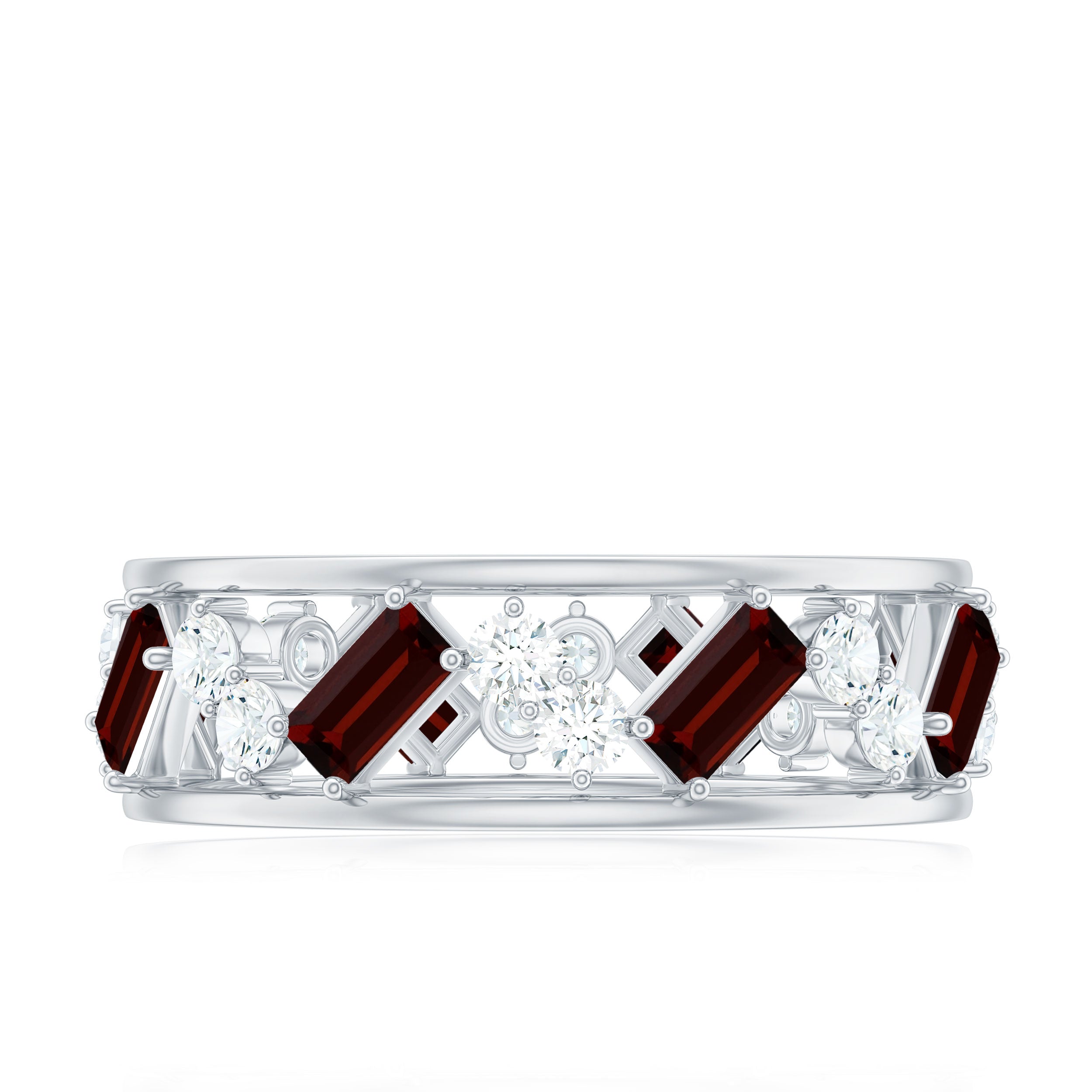 Certified Real Garnet Diamond Wide Eternity Band
