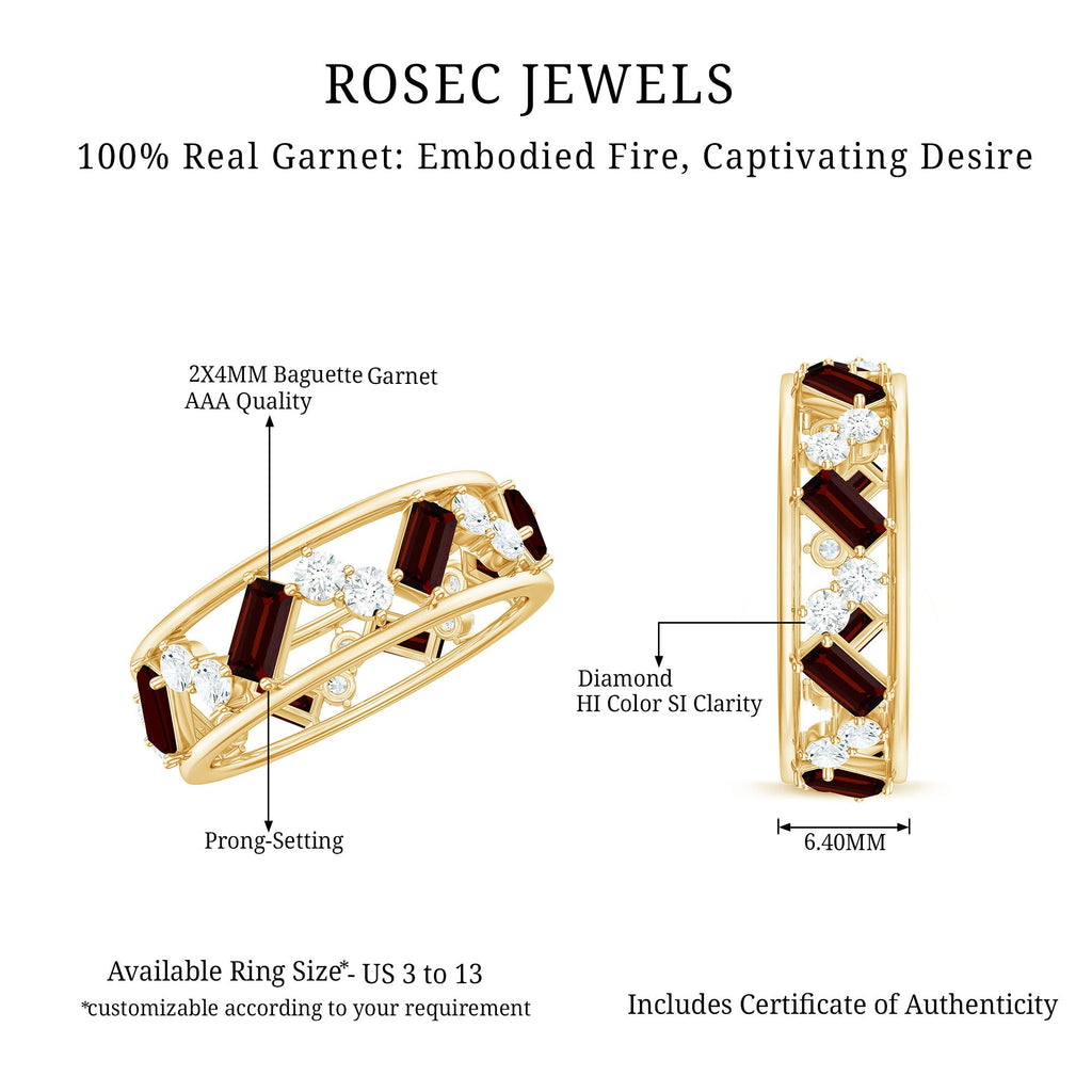 Certified Real Garnet Diamond Wide Eternity Band