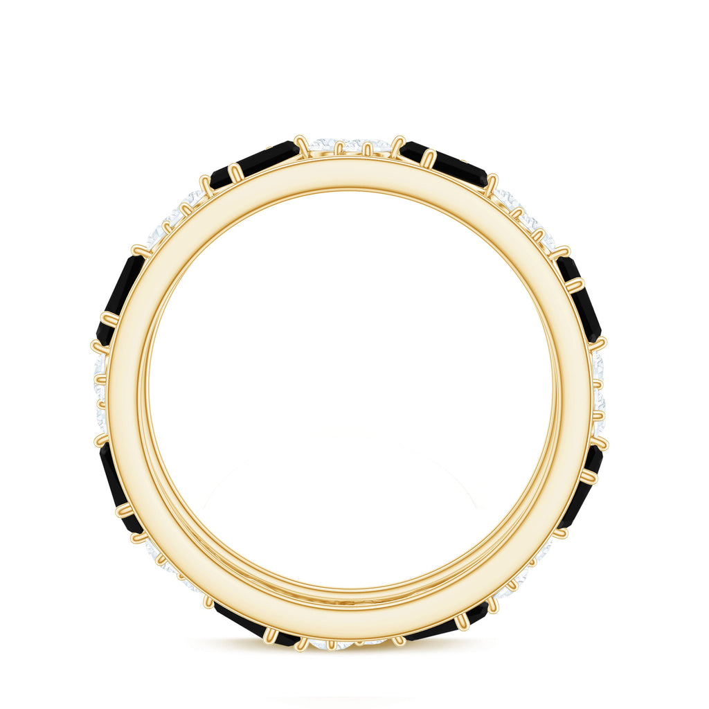 Black Onyx and Diamond Zig Zag Wide Wedding Band