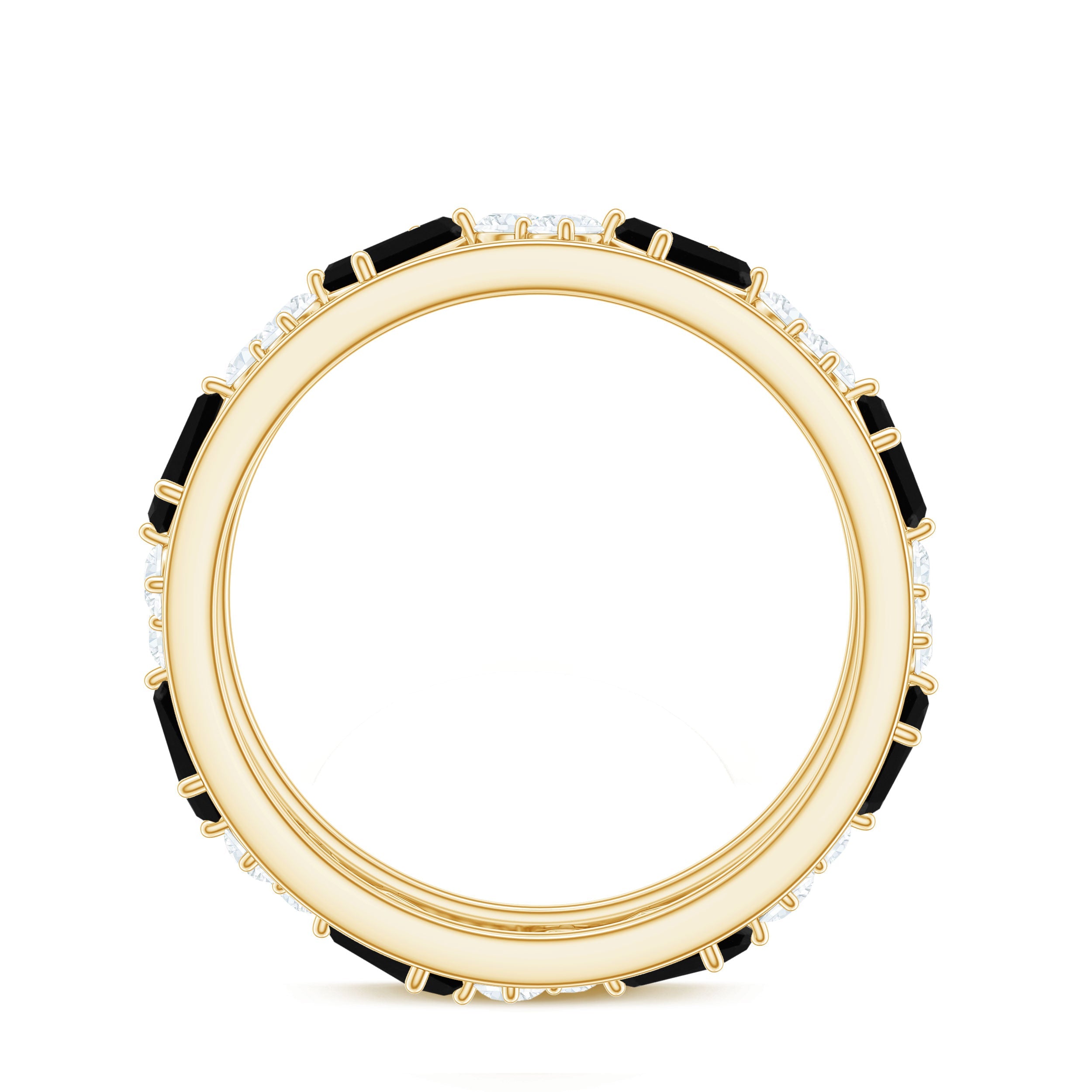 Black Onyx and Diamond Zig Zag Wide Wedding Band
