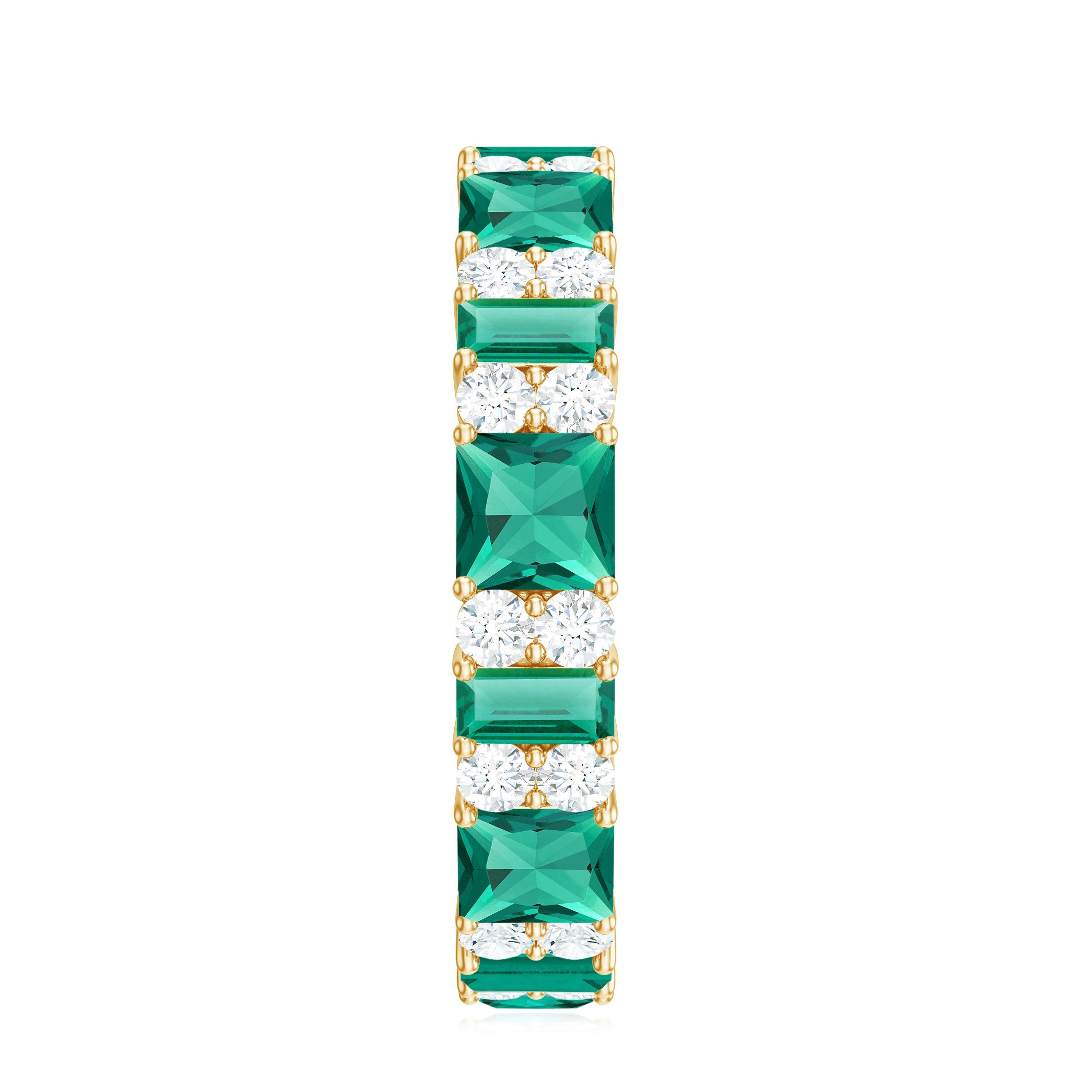 Certified Lab Grown Emerald Eternity Wedding Band with Diamond