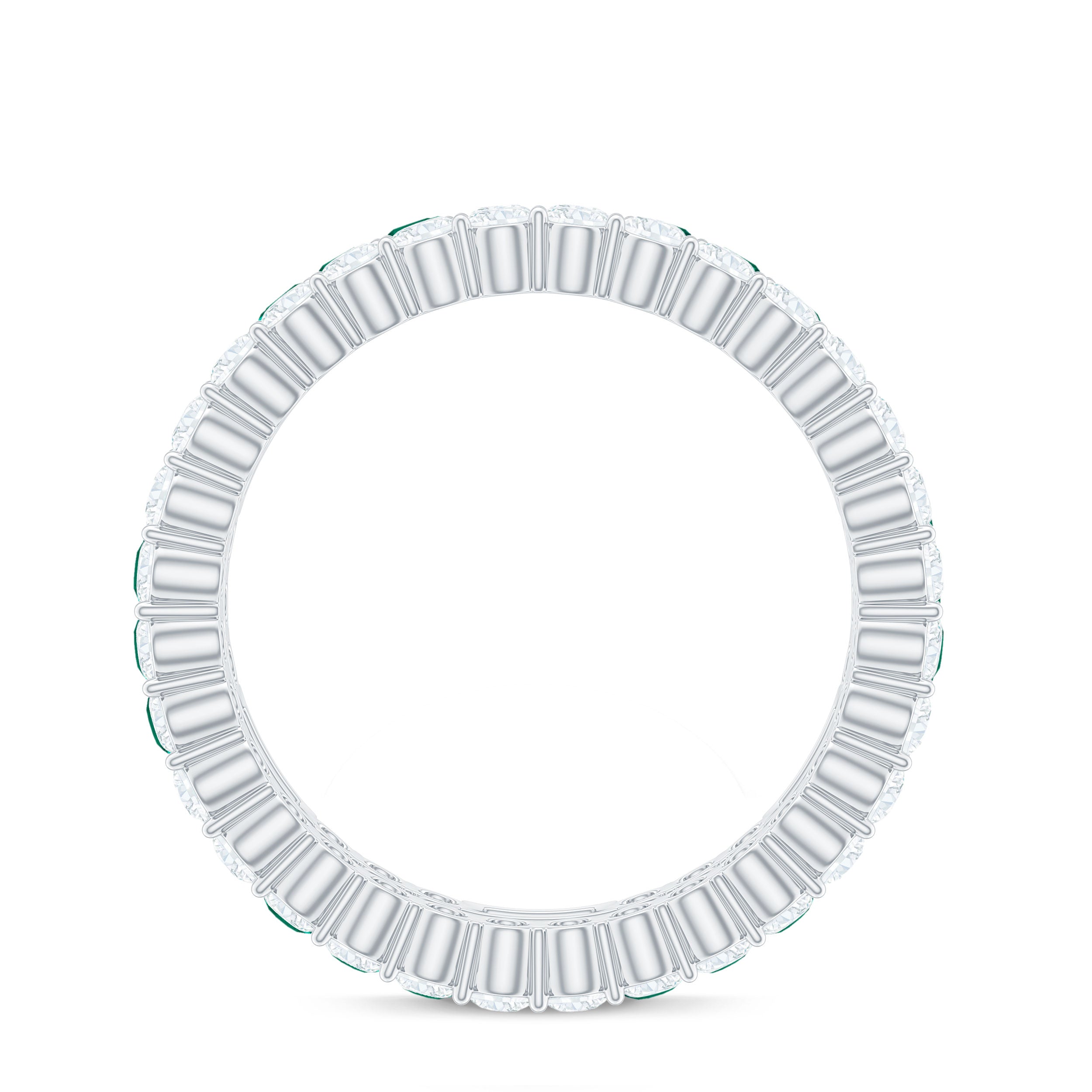 Certified Lab Grown Emerald Double Row Eternity Wedding Band