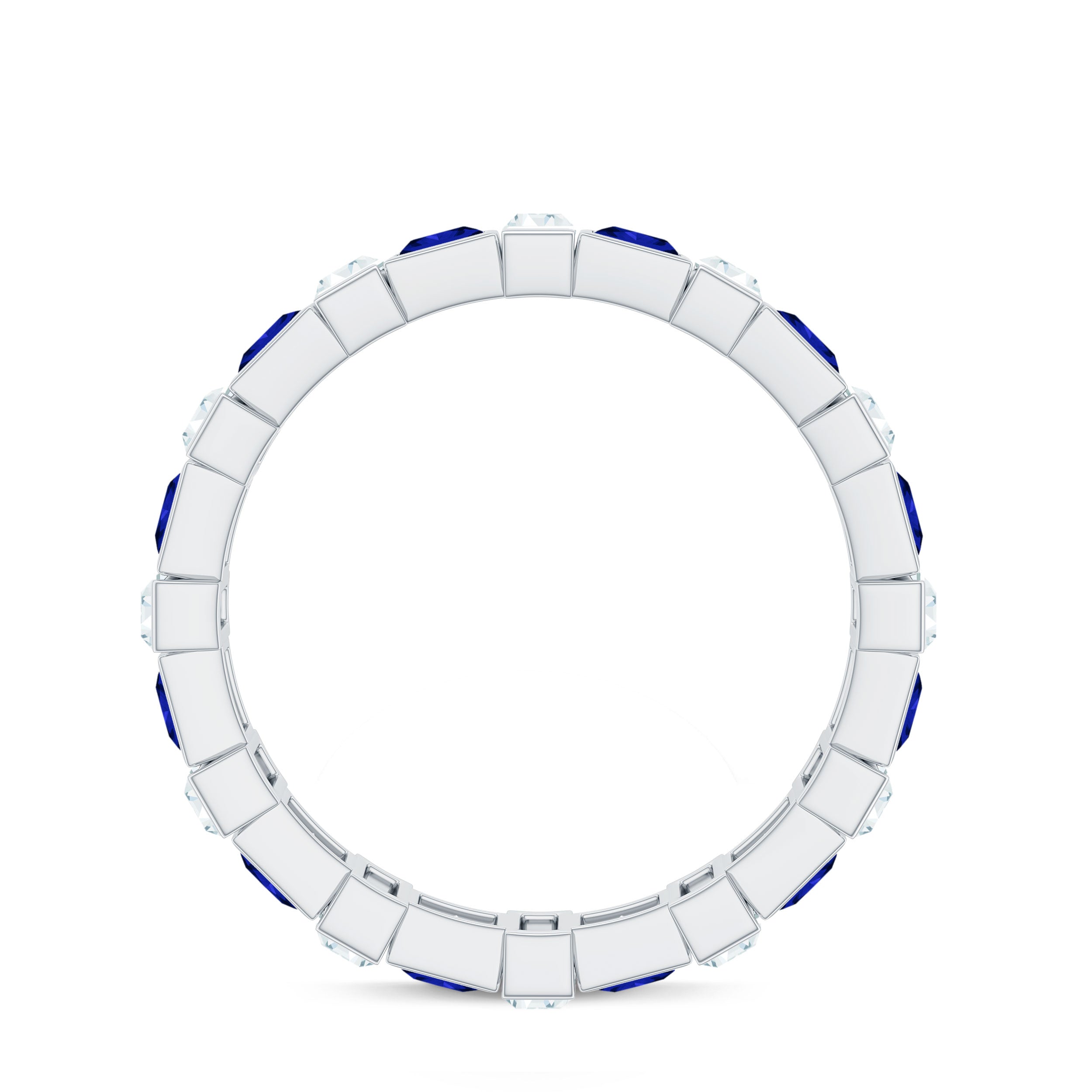 Certified Lab Grown Blue Sapphire Eternity Band with Moissanite