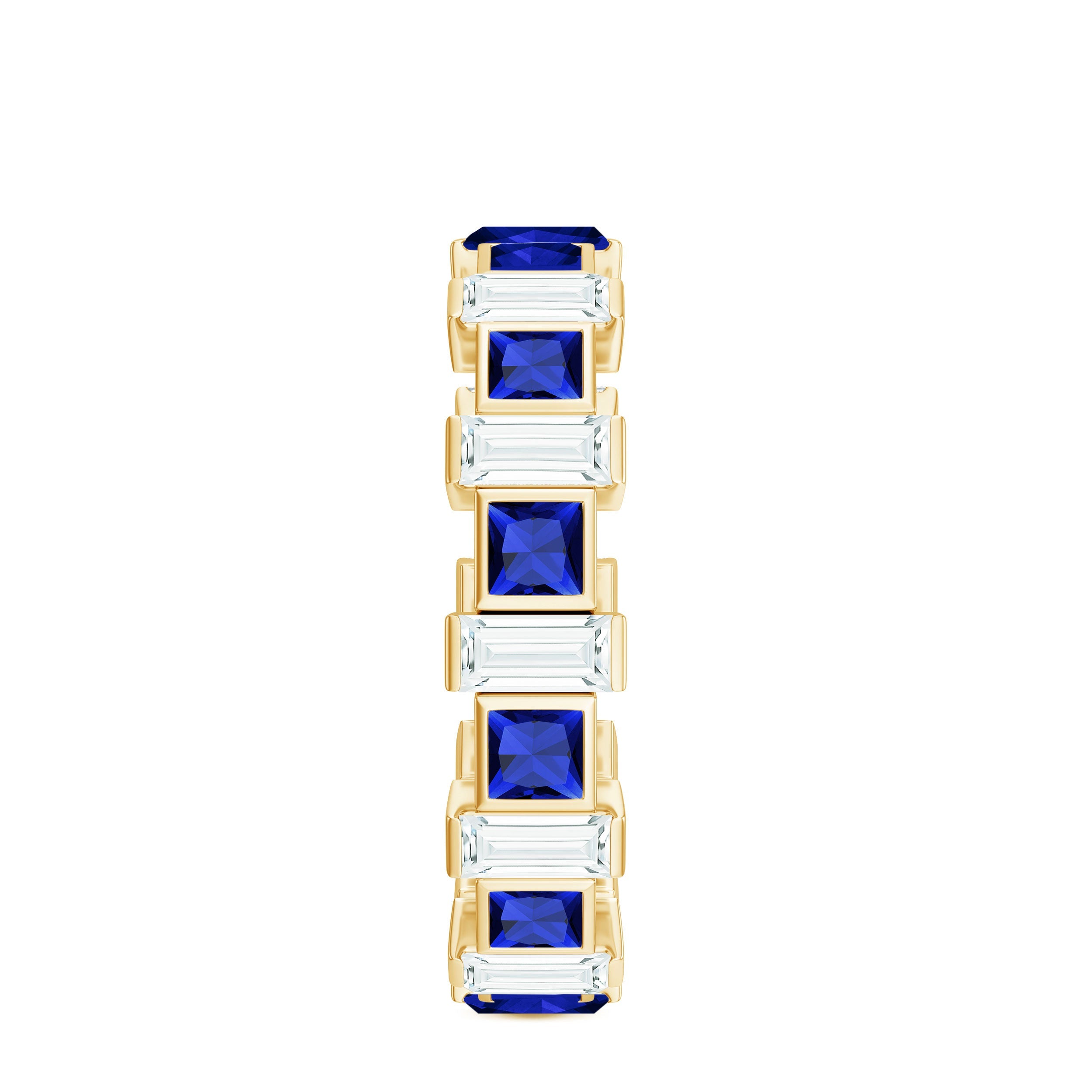 Certified Lab Grown Blue Sapphire Eternity Band with Moissanite