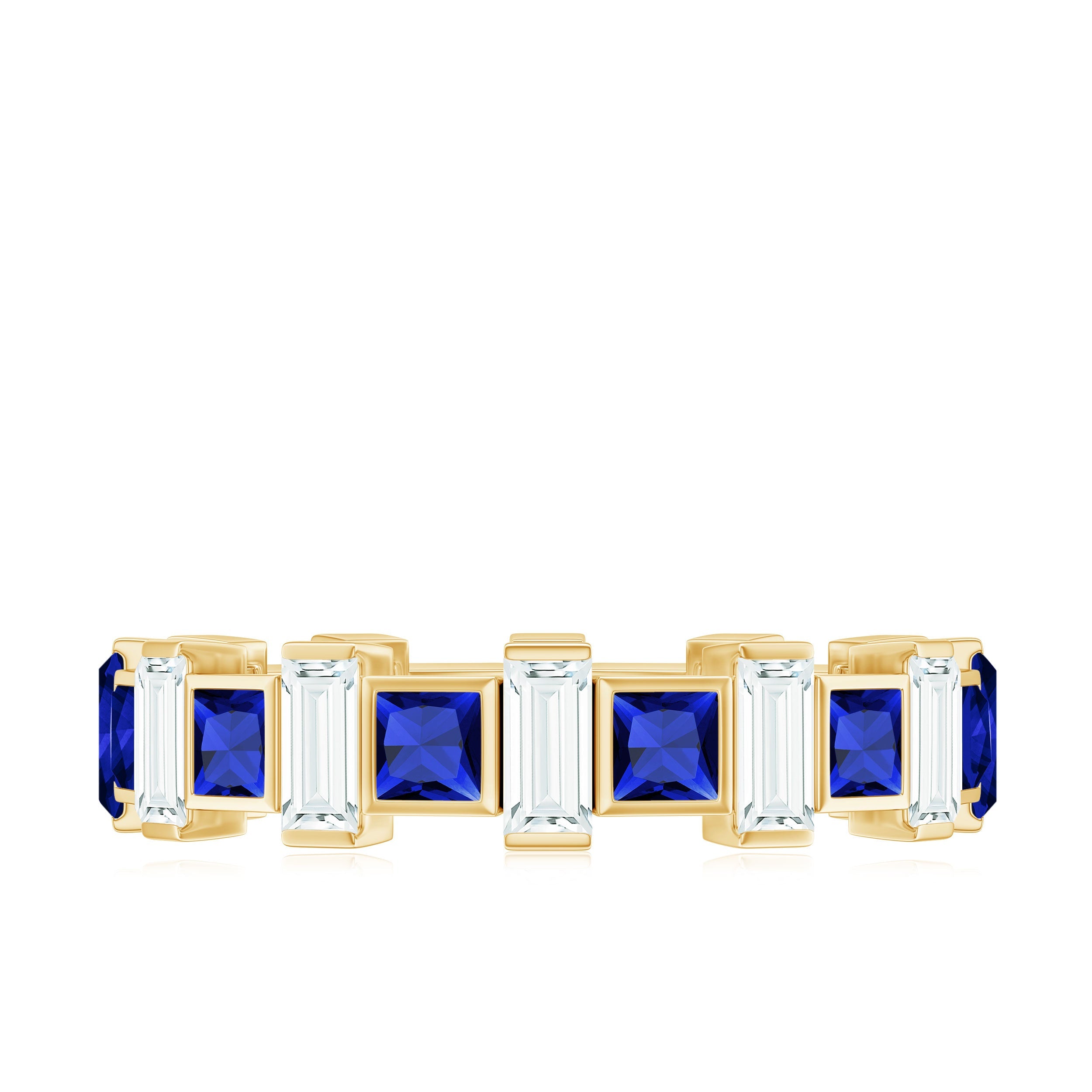 Certified Lab Grown Blue Sapphire Eternity Band with Moissanite