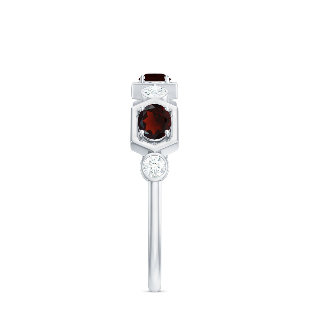 Natural Garnet Diamond Wedding Band With Certificate