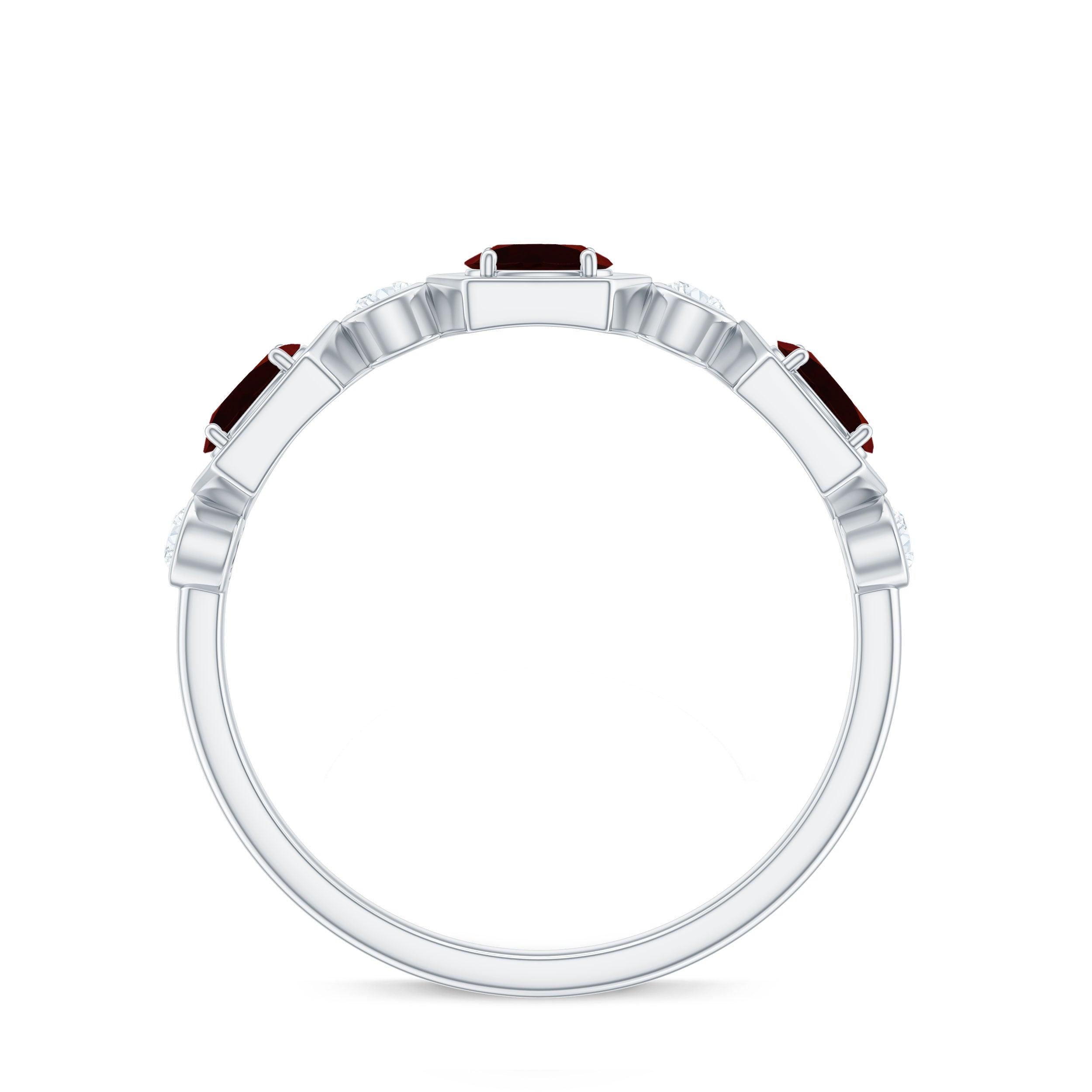 Natural Garnet Diamond Wedding Band With Certificate