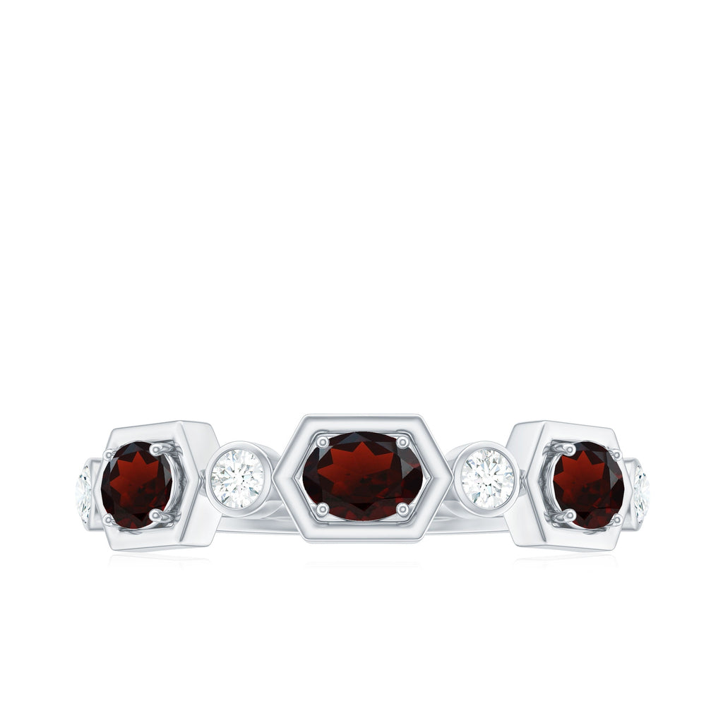 Natural Garnet Diamond Wedding Band With Certificate
