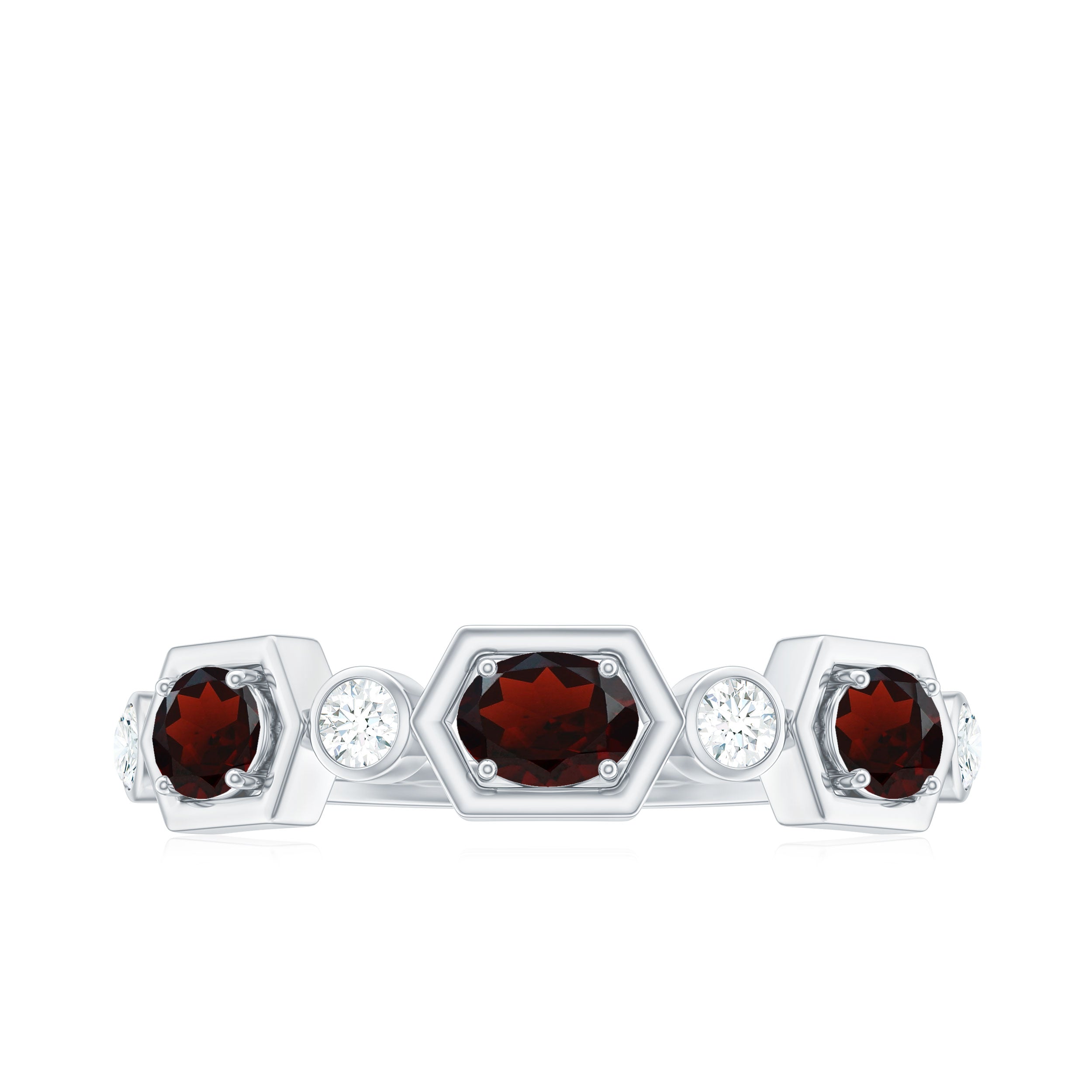 Natural Garnet Diamond Wedding Band With Certificate