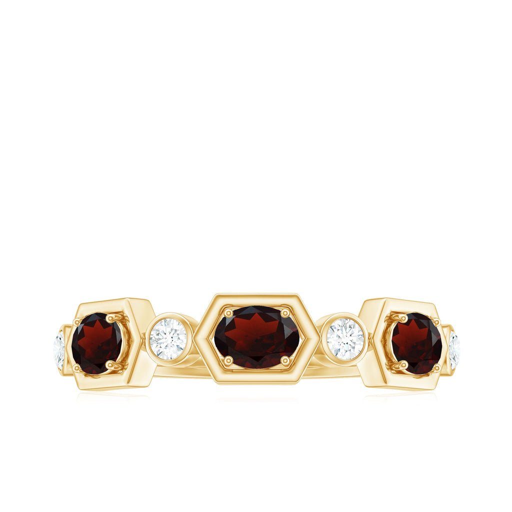 Natural Garnet Diamond Wedding Band With Certificate