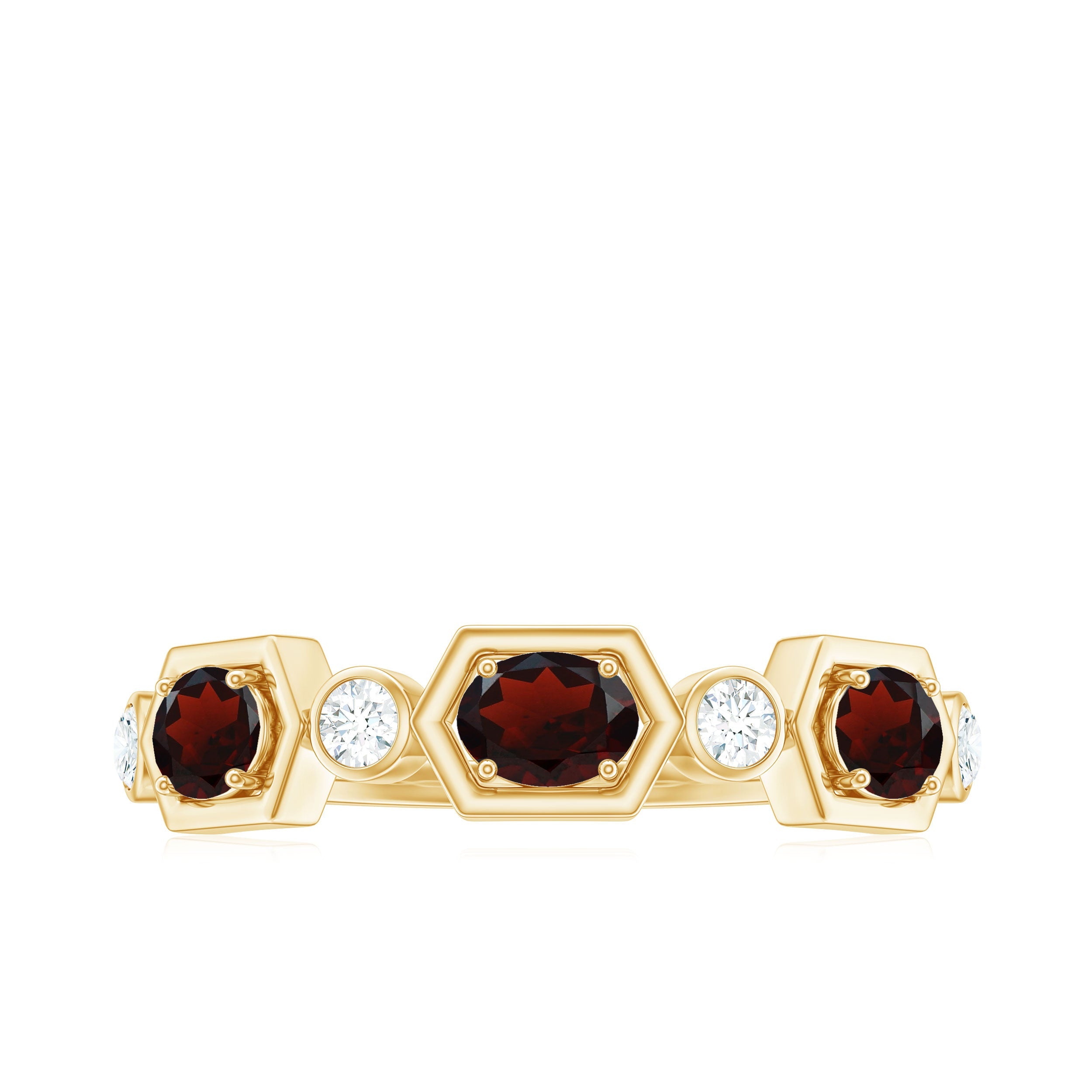 Natural Garnet Diamond Wedding Band With Certificate