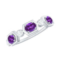 East West Style Amethyst Half Eternity Ring with Diamond