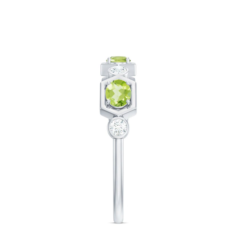 Natural Oval Peridot Diamond Half Eternity Ring for Women
