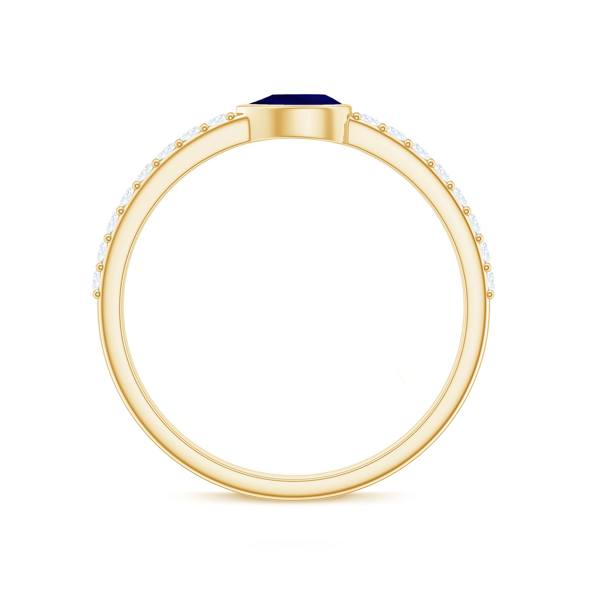 Real Pear Shape Blue Sapphire Promise Ring with Diamond