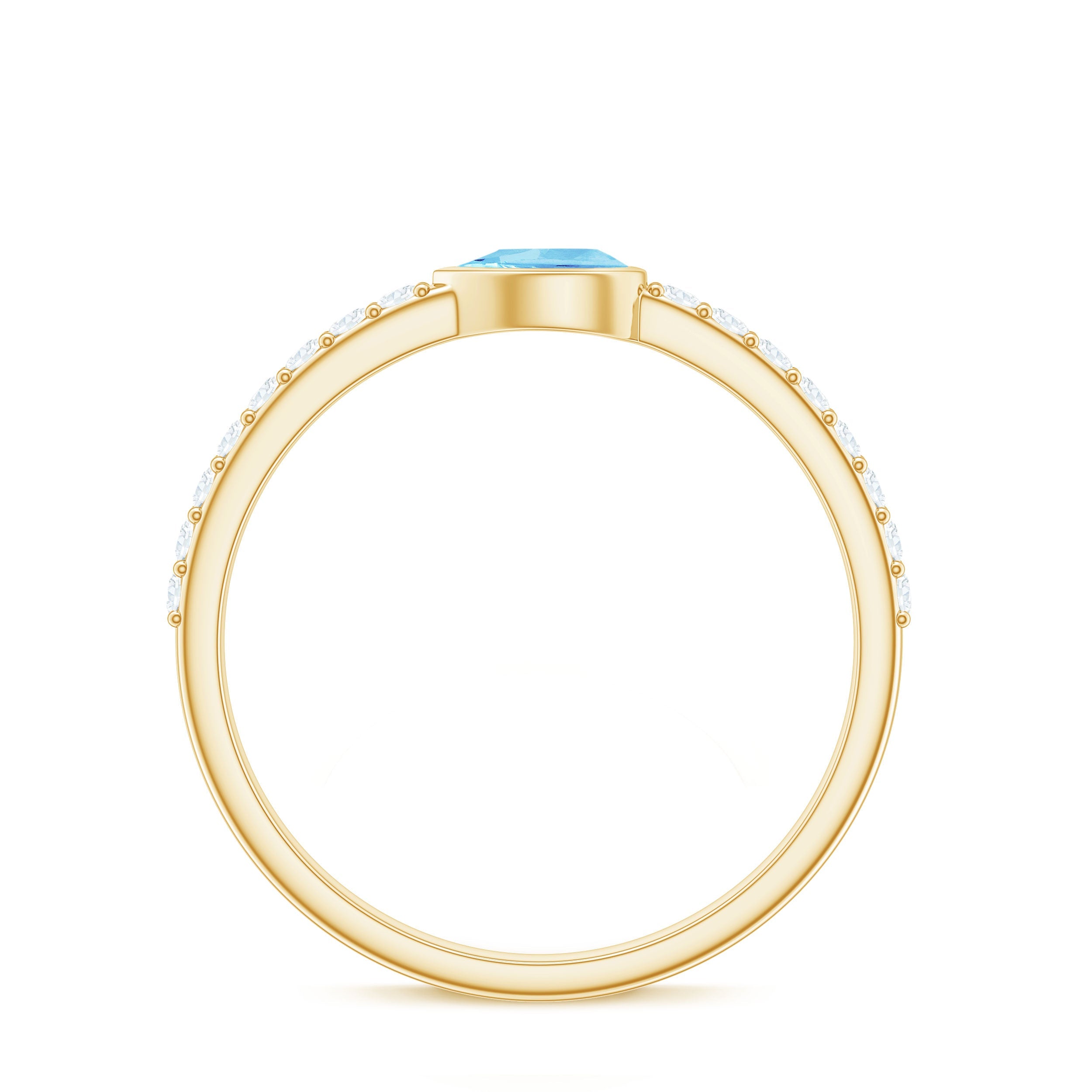 Pear Cut Aquamarine Promise Ring with Diamond
