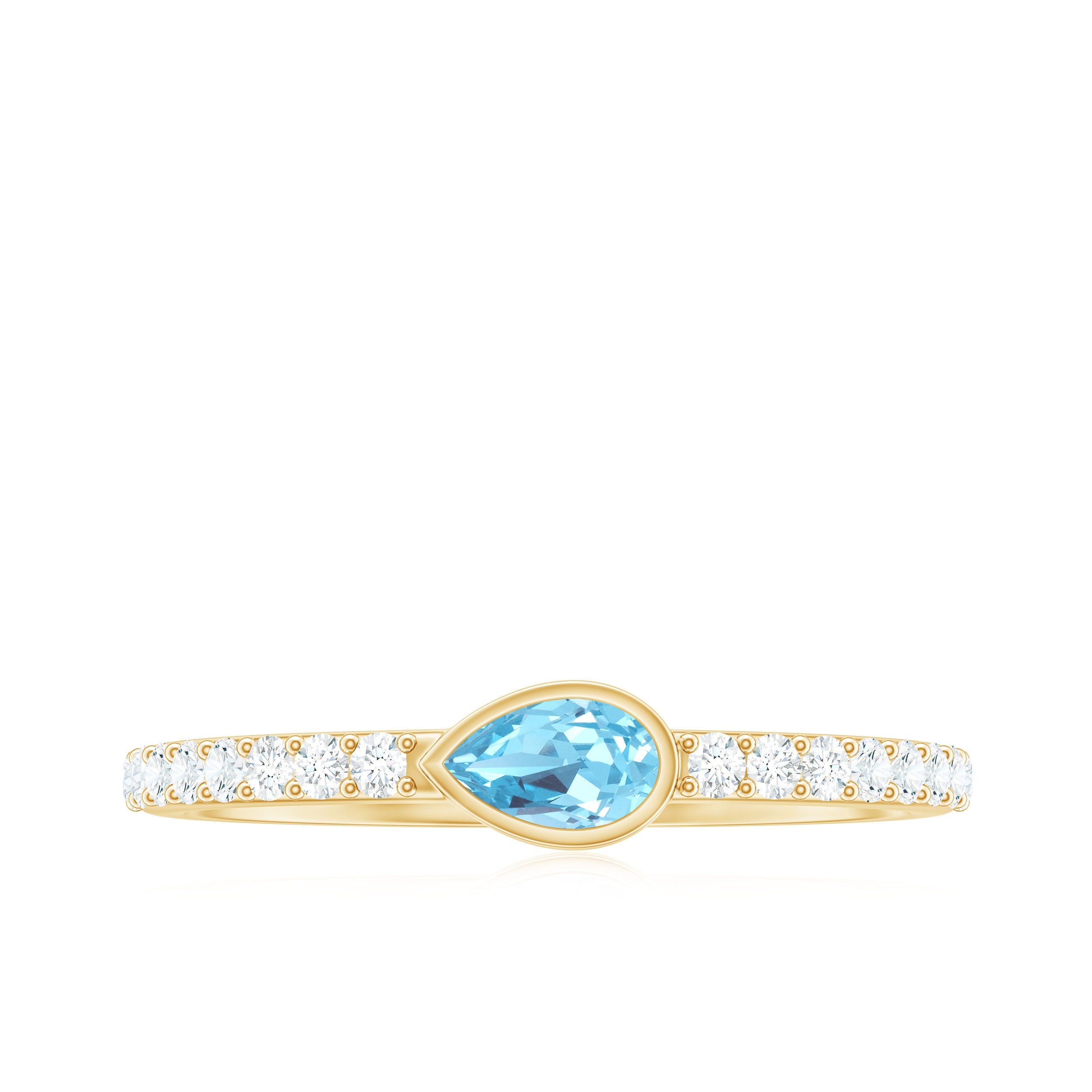 Pear Cut Aquamarine Promise Ring with Diamond