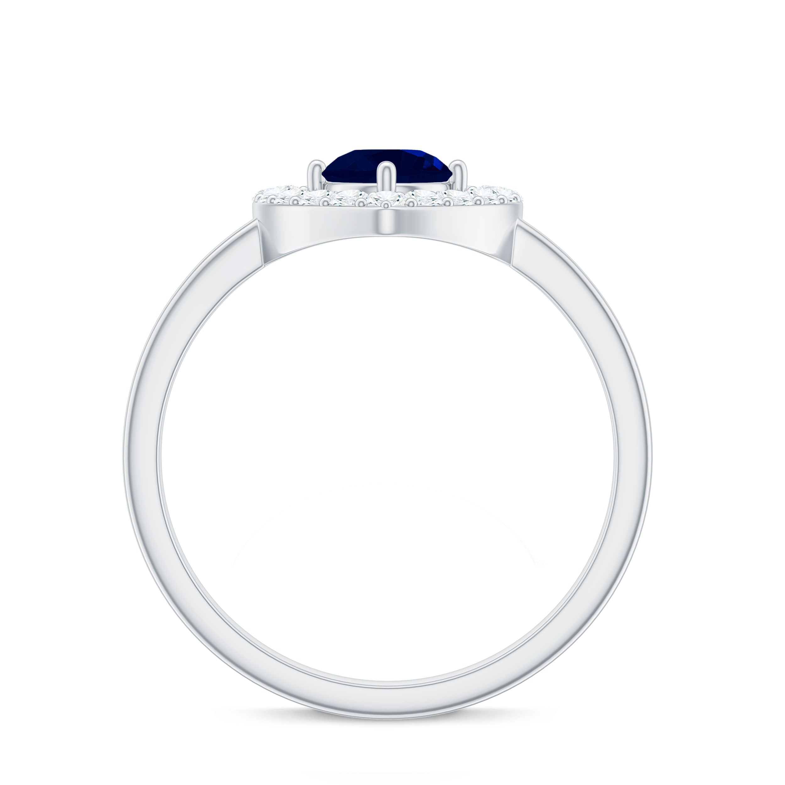 Natural 0.9 Carat Blue Sapphire Heart Engagement Ring with Diamond