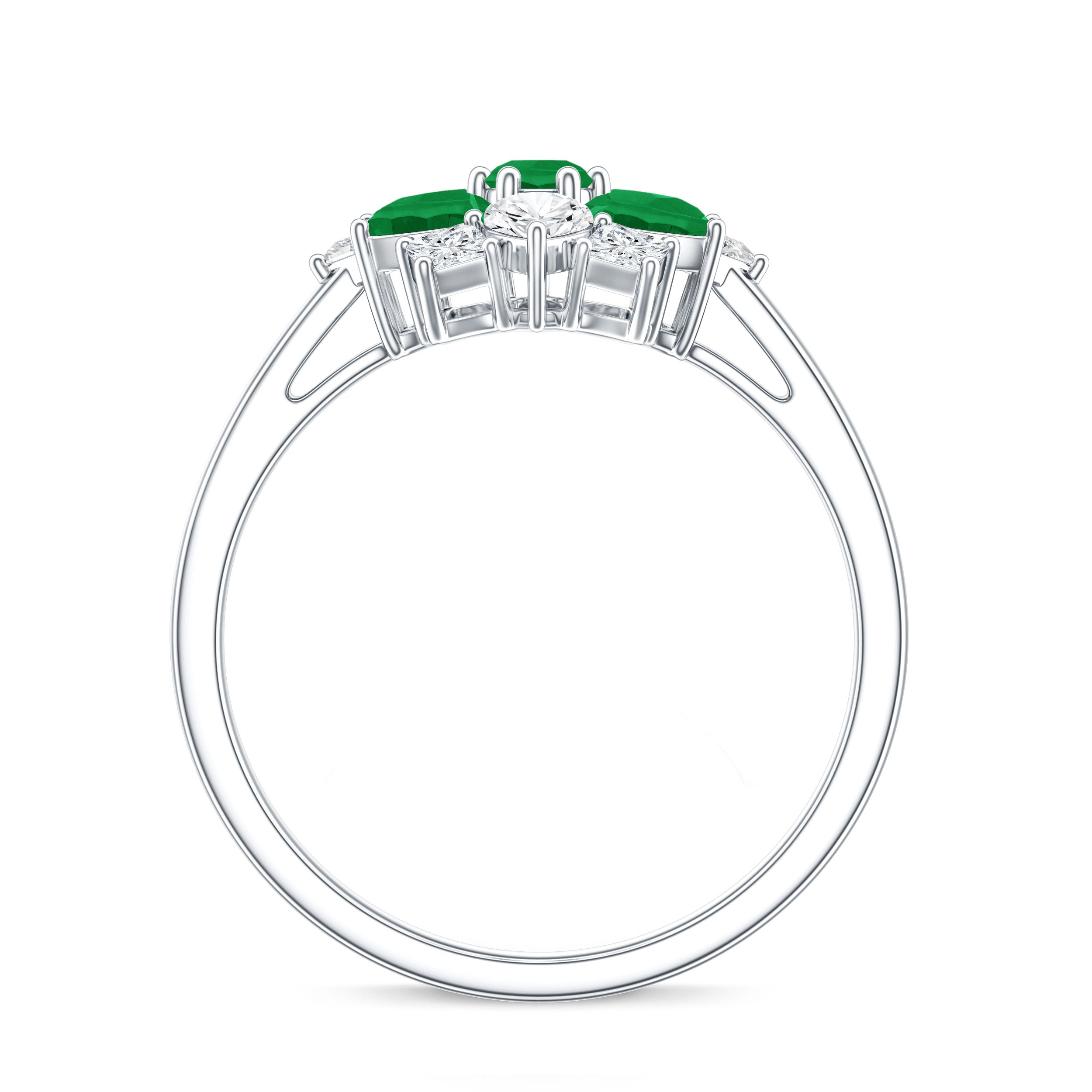 Genuine Emerald and Diamond Nature Inspired Statement Ring