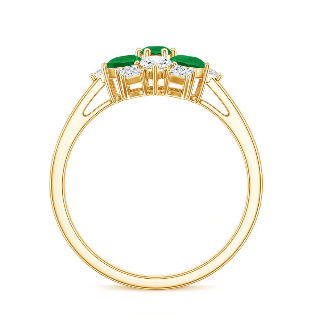 Genuine Emerald and Diamond Nature Inspired Statement Ring