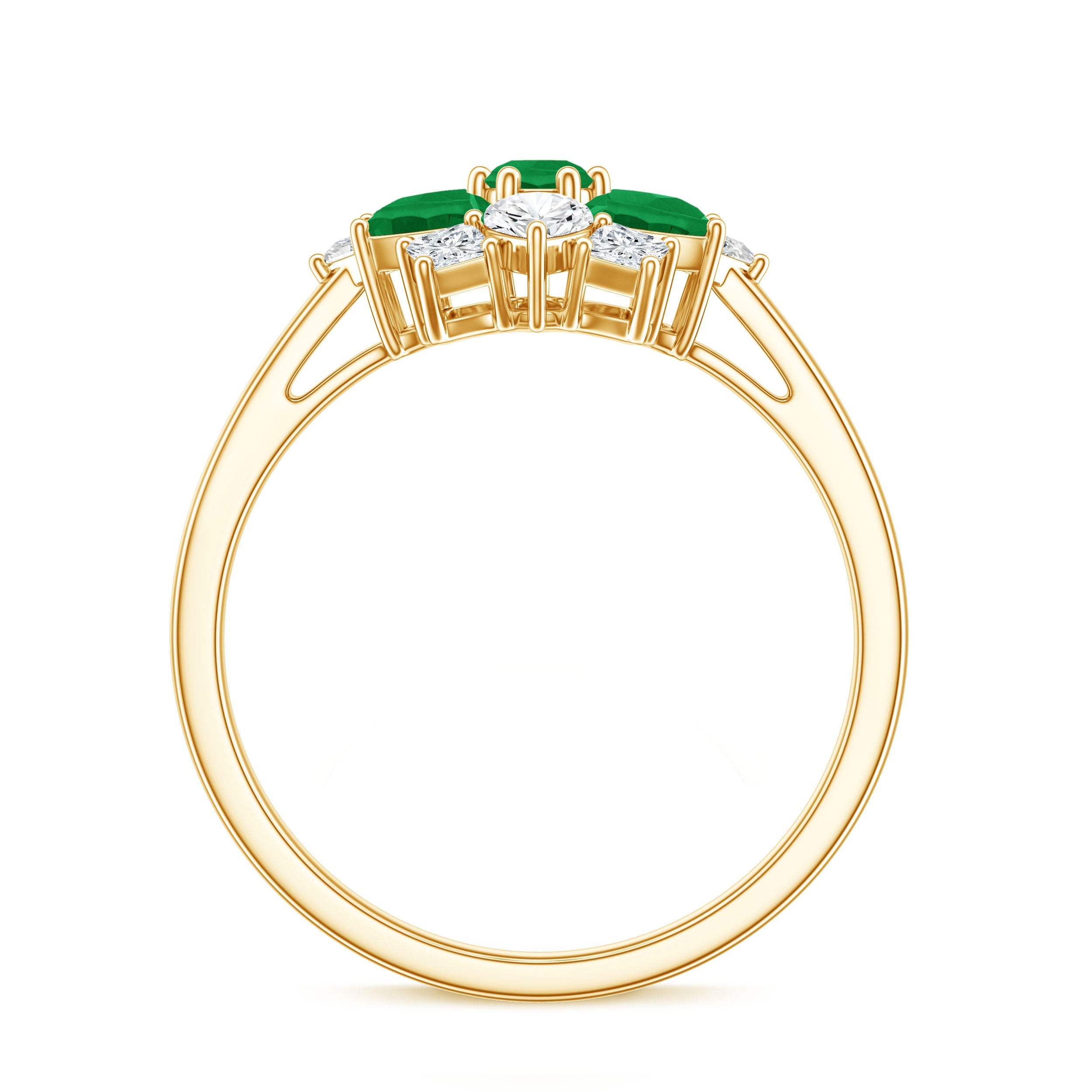 Genuine Emerald and Diamond Nature Inspired Statement Ring