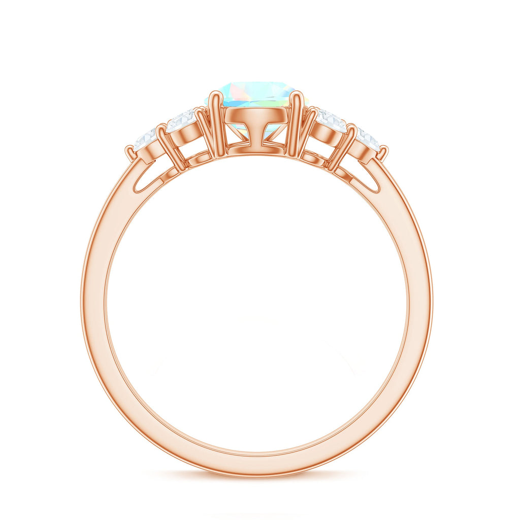 Natural 2 Carat Ethiopian Opal Pear Shaped Engagement Ring with Diamond Trio