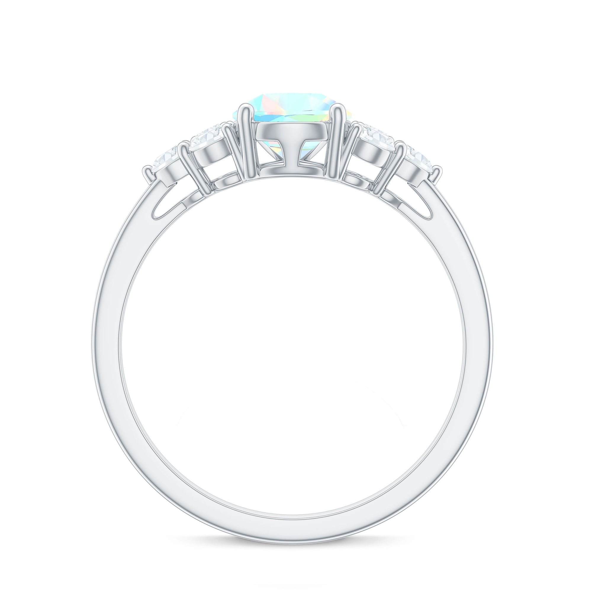 Natural 2 Carat Ethiopian Opal Pear Shaped Engagement Ring with Diamond Trio