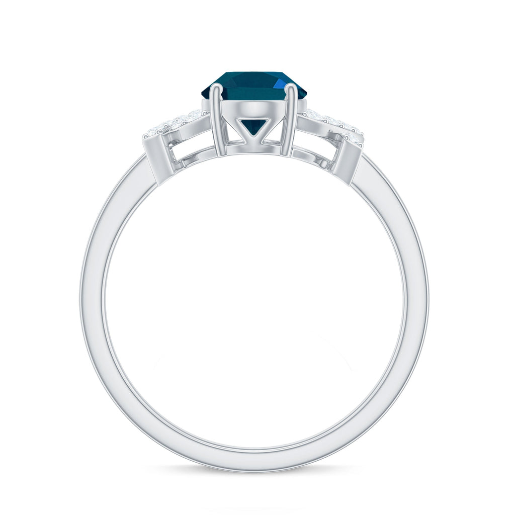 1 Carat Oval Cut London Blue Topaz Solitaire Engagement Ring with Split Shank