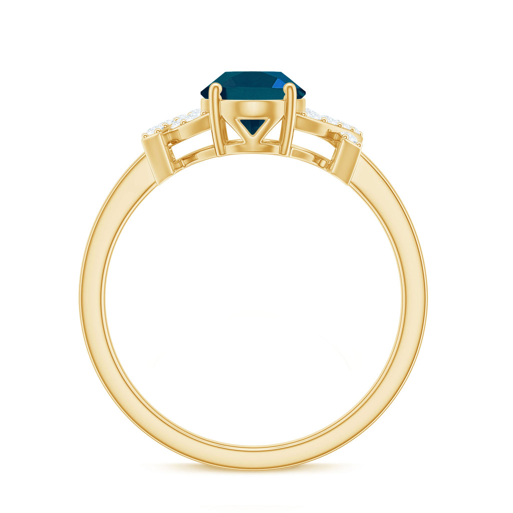 1 Carat Oval Cut London Blue Topaz Solitaire Engagement Ring with Split Shank