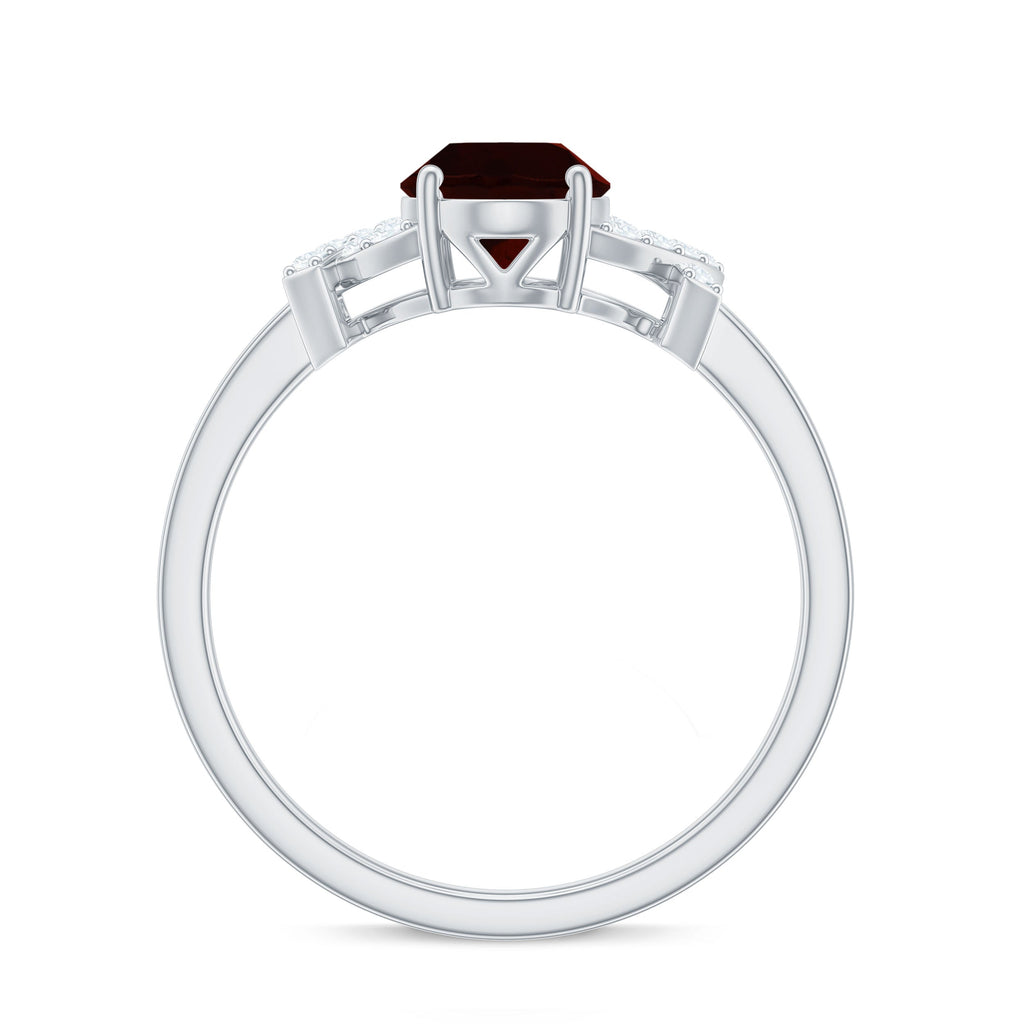 Real 1.5 Carat Garnet Oval Engagement Ring with Diamond Split Shank