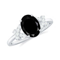 1.9 Carat Lab Grown Black Diamond Oval Engagement Ring with White Diamond Split Shank