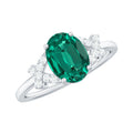 Certified 1.2 Carat Lab Grown Emerald Oval Engagement Ring with Diamond