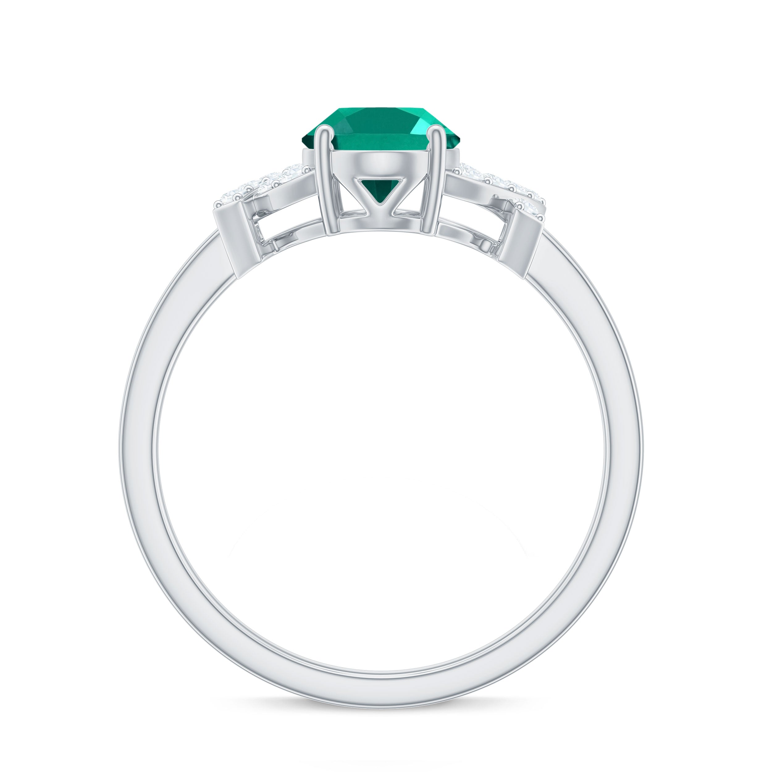 Certified 1.2 Carat Lab Grown Emerald Oval Engagement Ring with Diamond