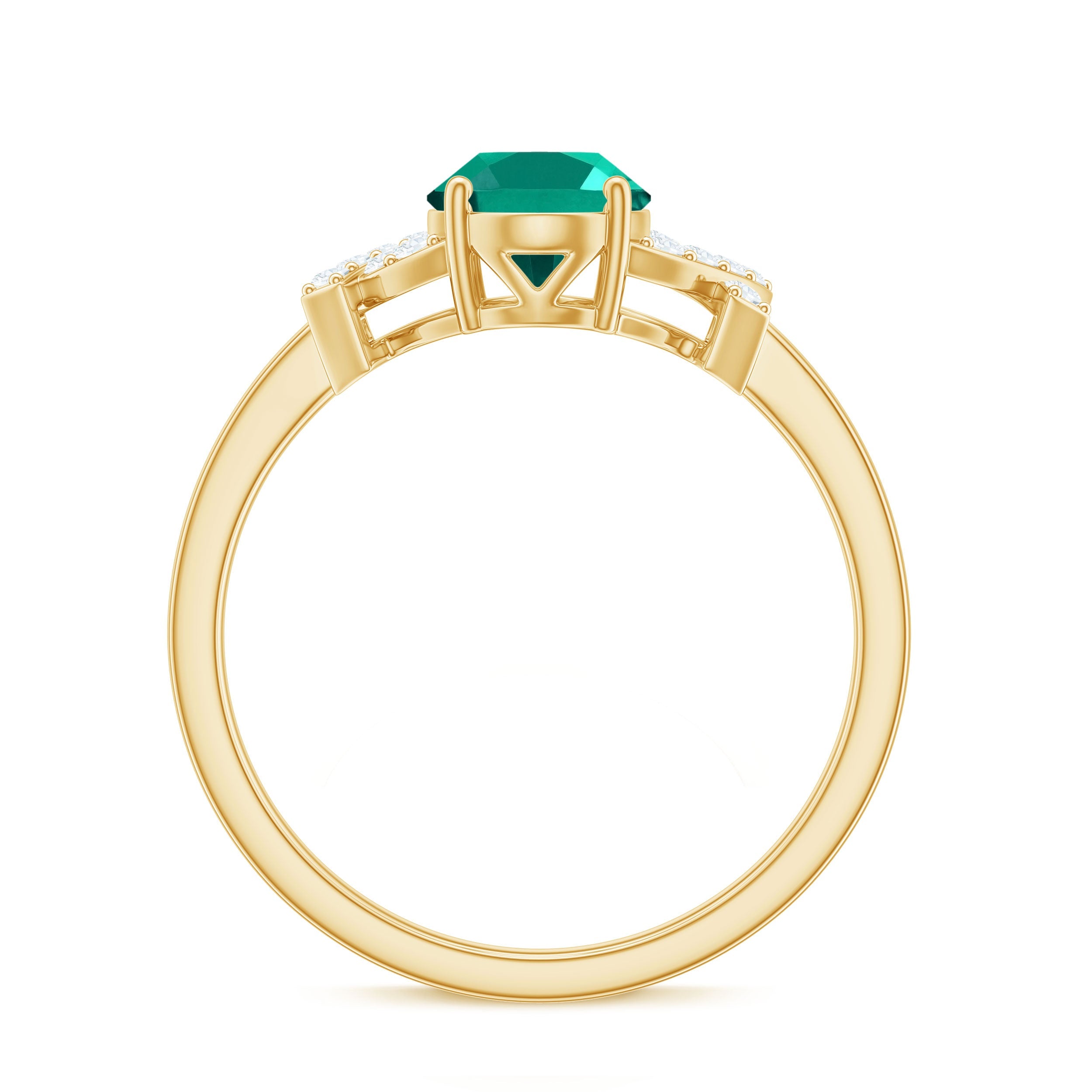 Certified 1.2 Carat Lab Grown Emerald Oval Engagement Ring with Diamond