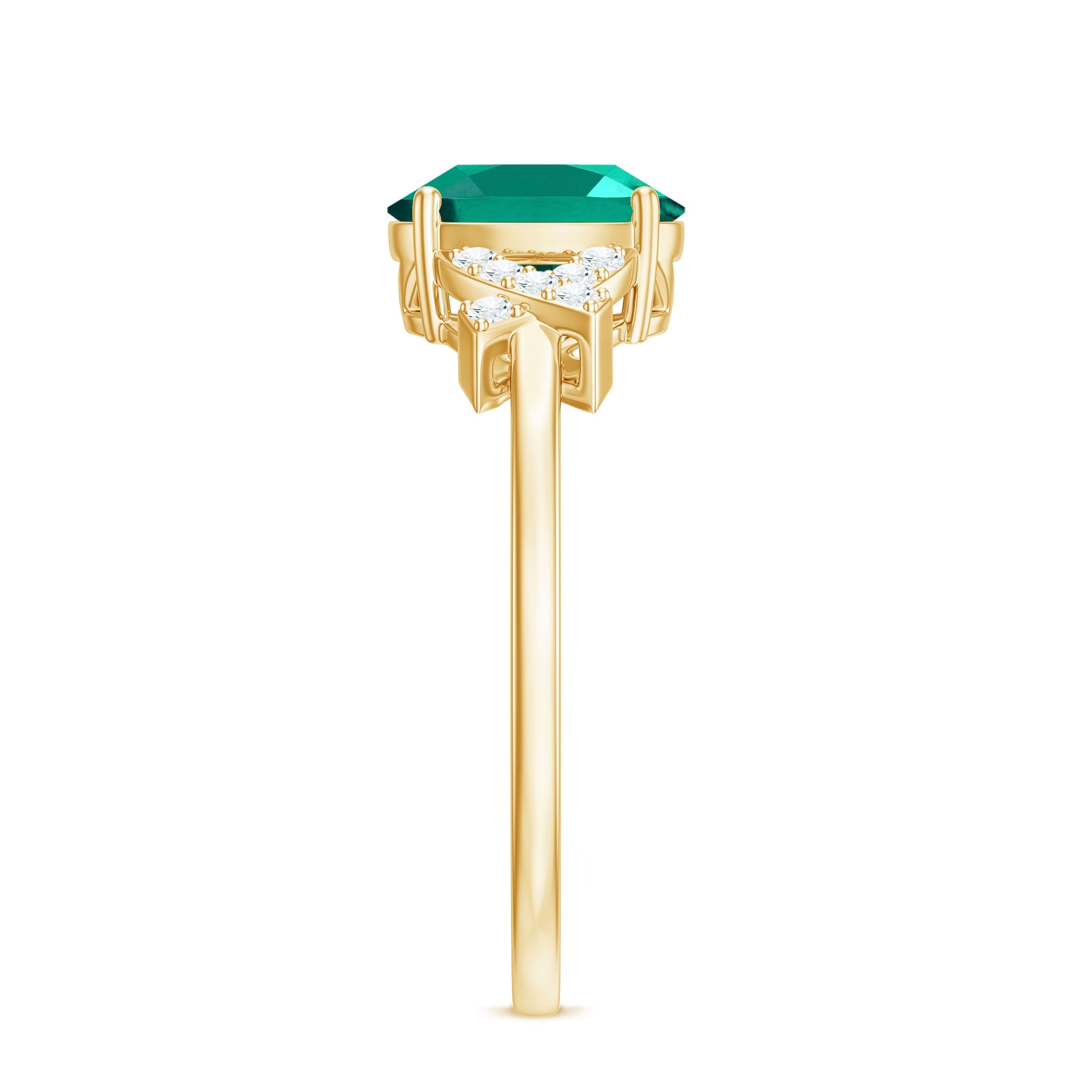 Certified 1.2 Carat Lab Grown Emerald Oval Engagement Ring with Diamond