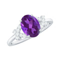 Real 1 Carat Amethyst Oval Engagement Ring with Diamond Split Shank