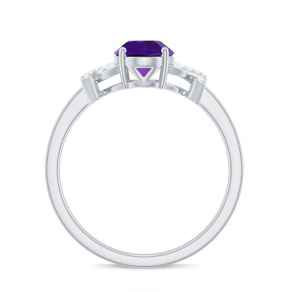 Real 1 Carat Amethyst Oval Engagement Ring with Diamond Split Shank