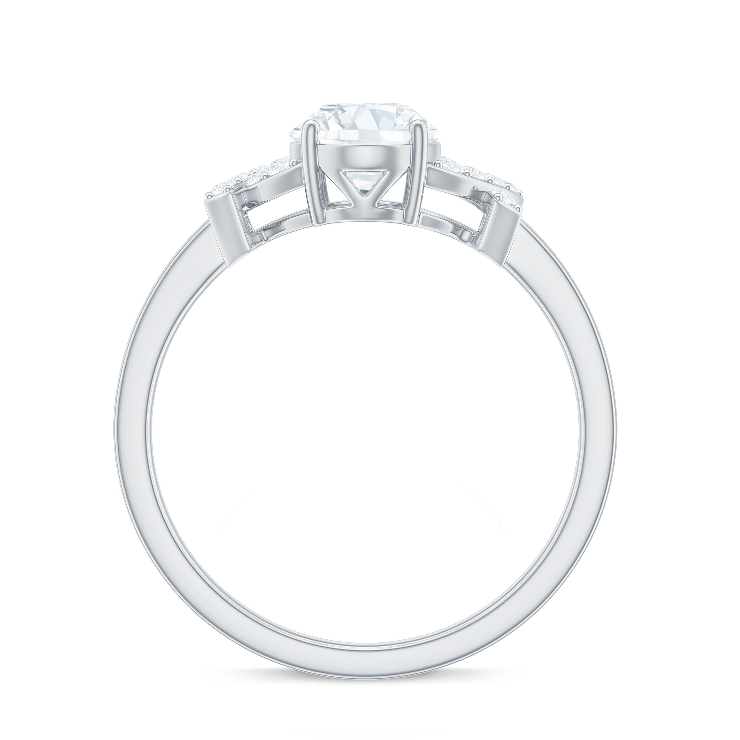 Certified Moissanite Oval Engagement Ring in Split Shank